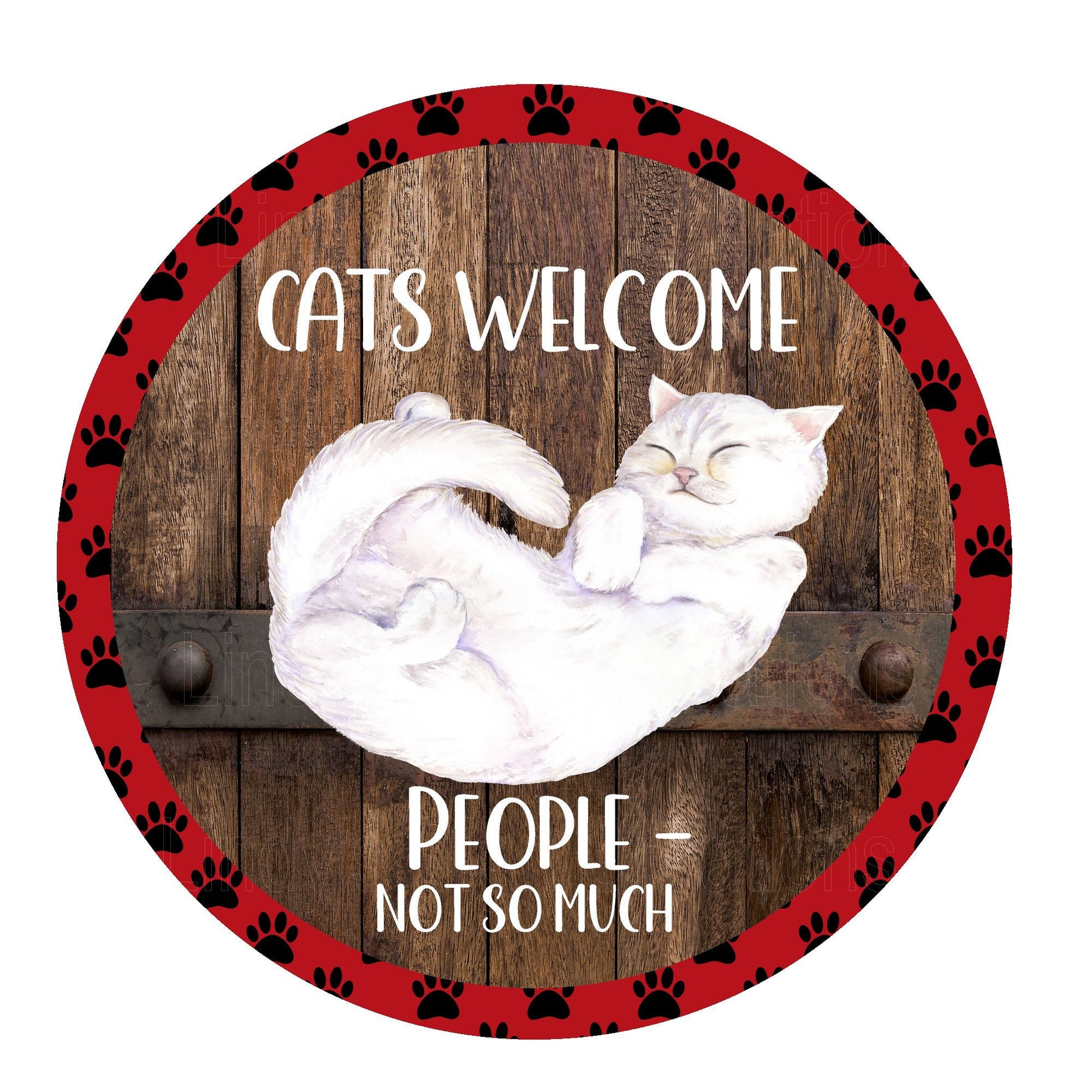 Dogs welcome/cats welcome wreath sign, metal wreath sign, sign for wreath, round wreath sign, pet wreath sign, Lindys sign creations