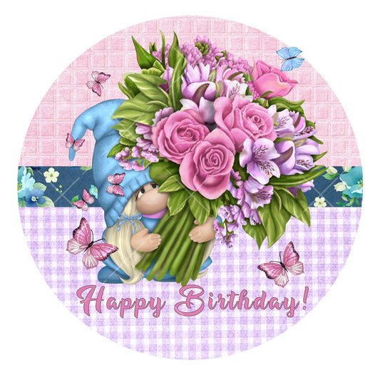 Happy birthday gnome wreath sign, signs for wreaths, metal wreath signs, lindys sign creations