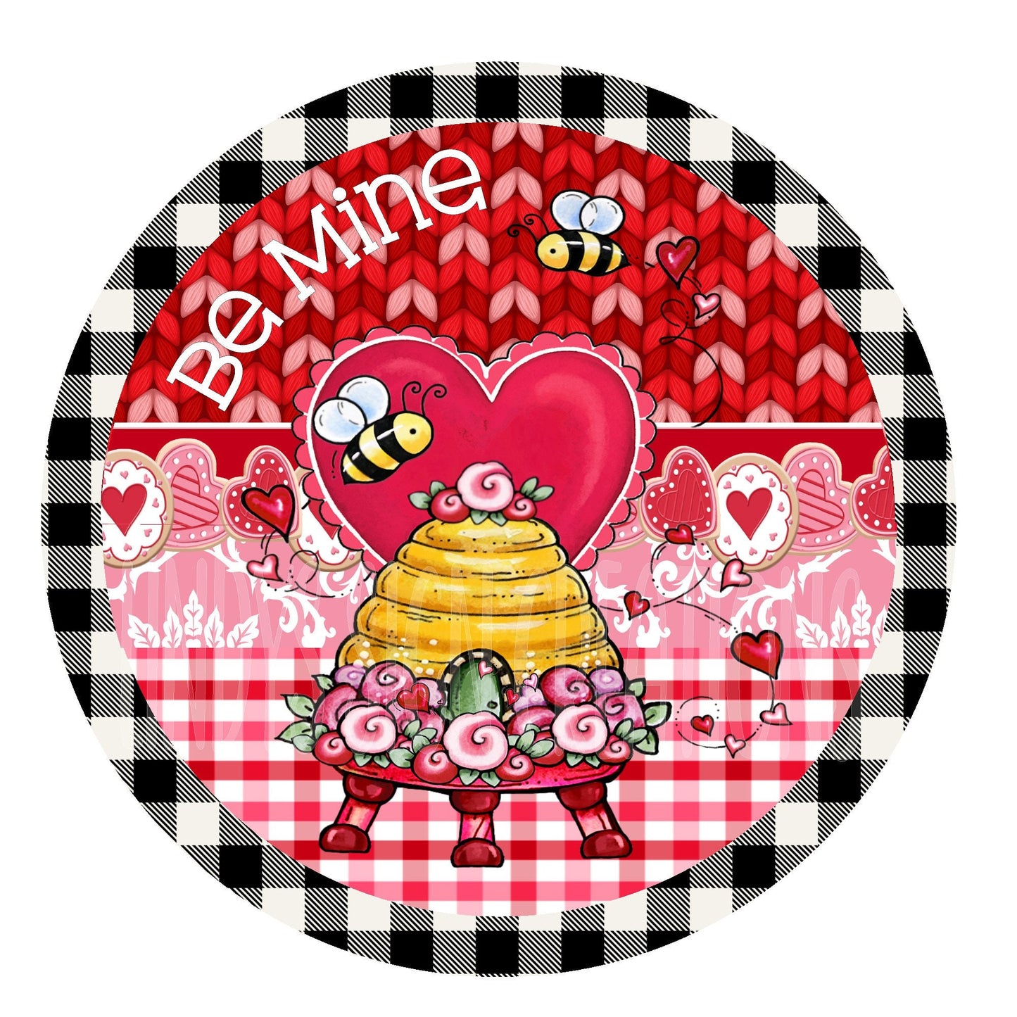 Be mine valentine wreath sign, metal wreath sign, sign for wreath, round wreath sign, Lindys sign creations