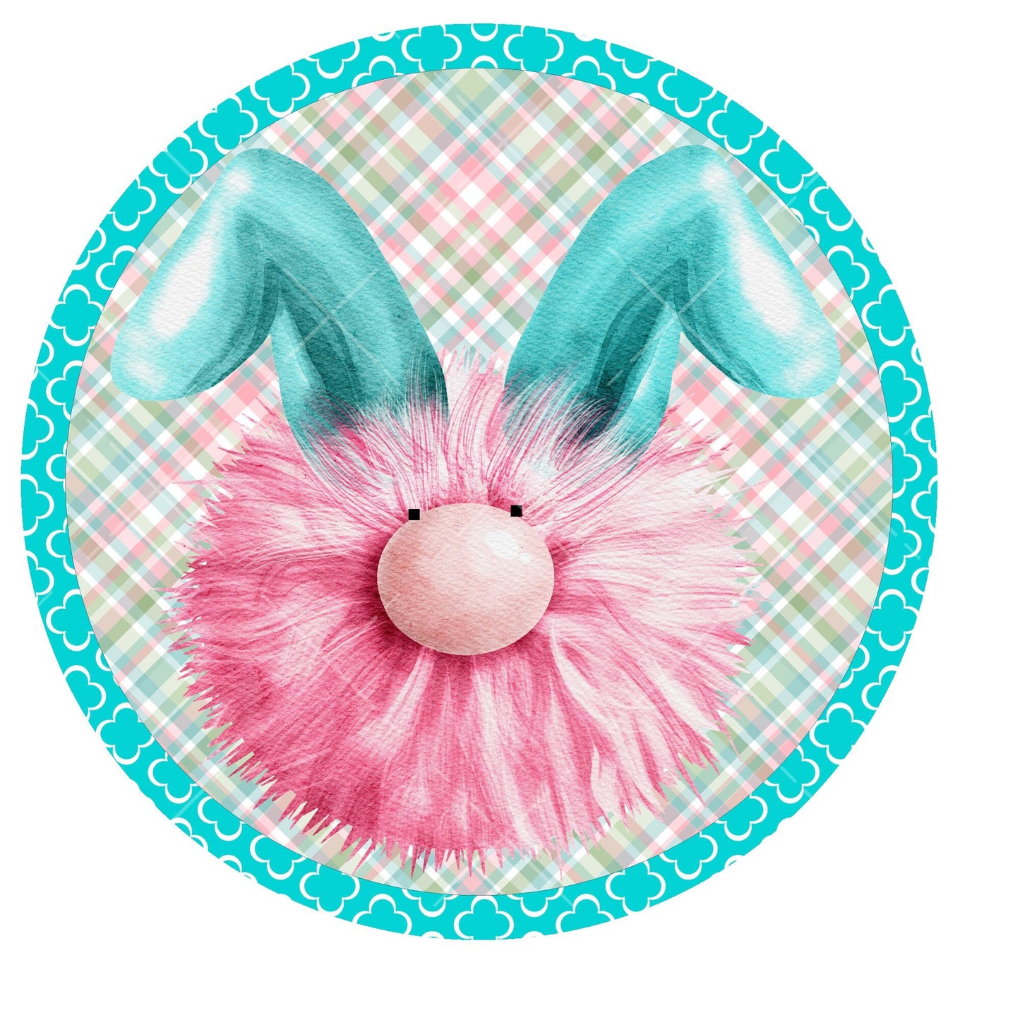 Fuzzy bunny wreath sign, metal wreath sign, signs for wreaths, Easter wreath sign, Lindys sign creations