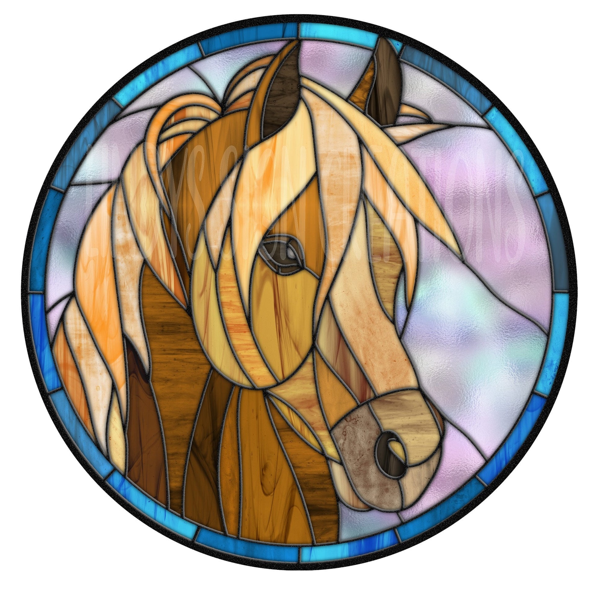 Horse faux stained glass wreath sign, metal wreath sign, sign for wreath, round wreath sign, Lindys sign creations