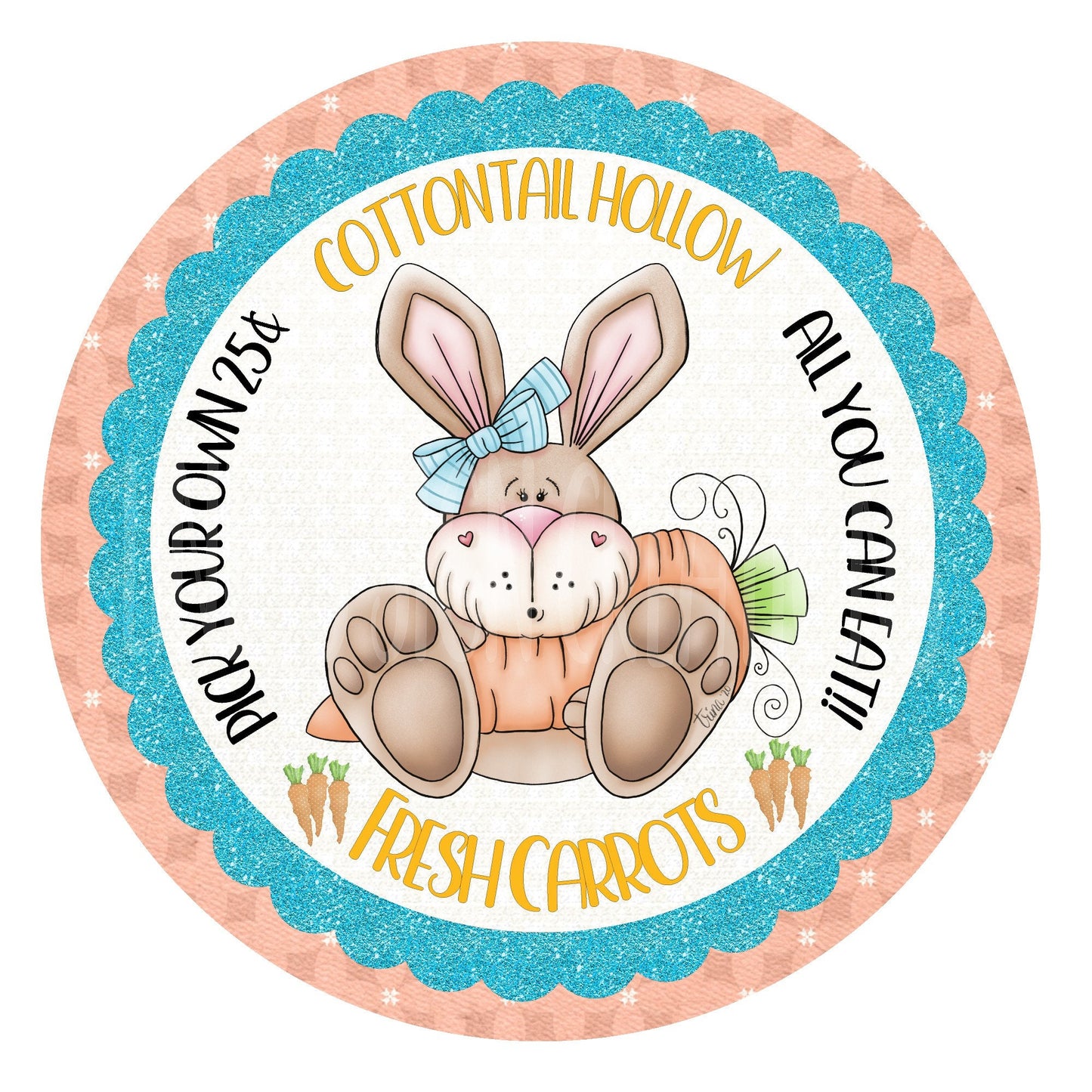 Fresh carrots bunny wreath sign, easter wreath sign, door hanging, metal wreath sign, Lindys sign creations