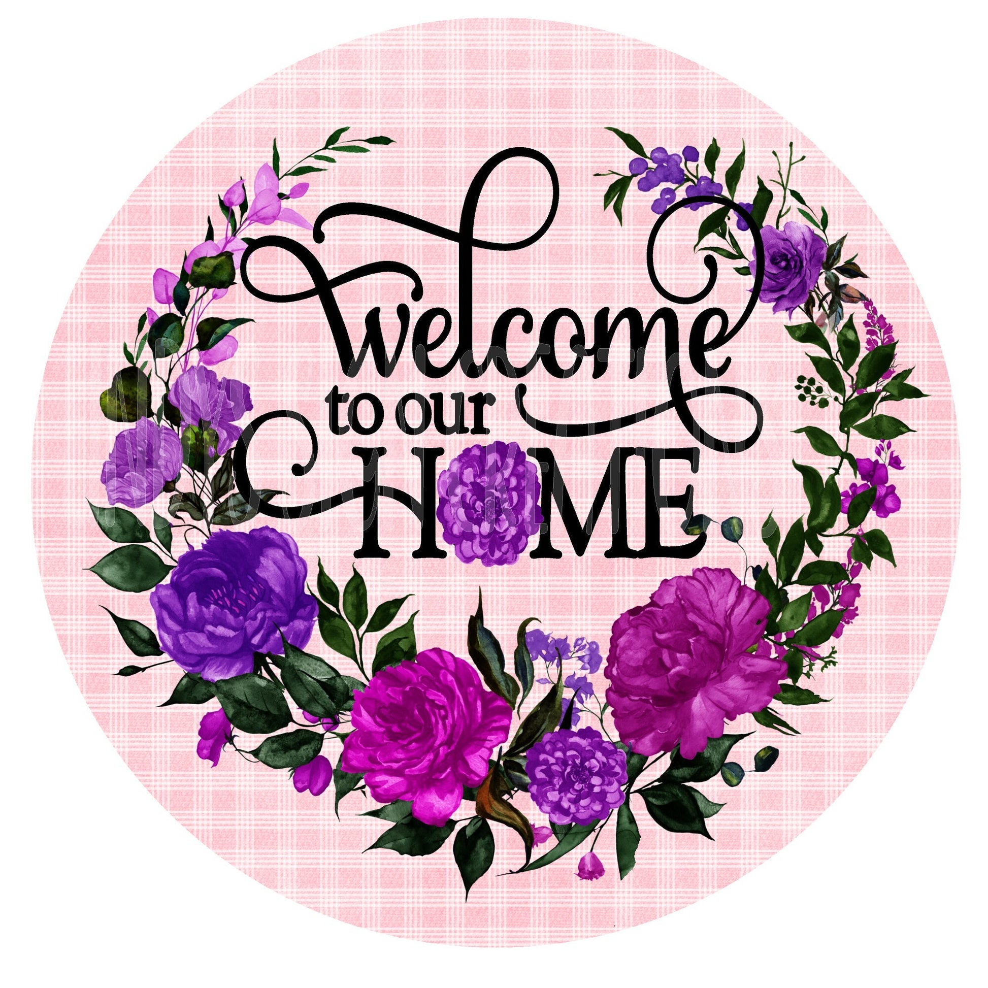 Welcome to our home wreath sign, floral metal wreath sign, sign for wreath, door hanging, Lindys sign creations