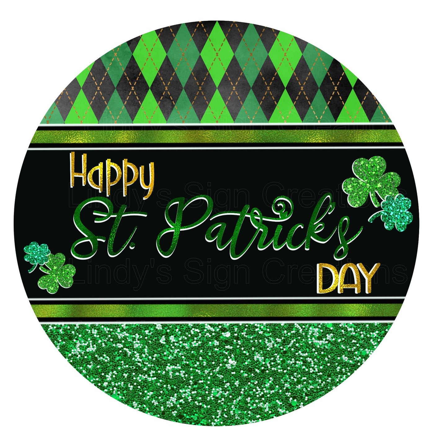 Happy St Patrick's day wreath sign, metal wreath sign, sign for wreath, round wreath sign, door decor, Lindys sign creations