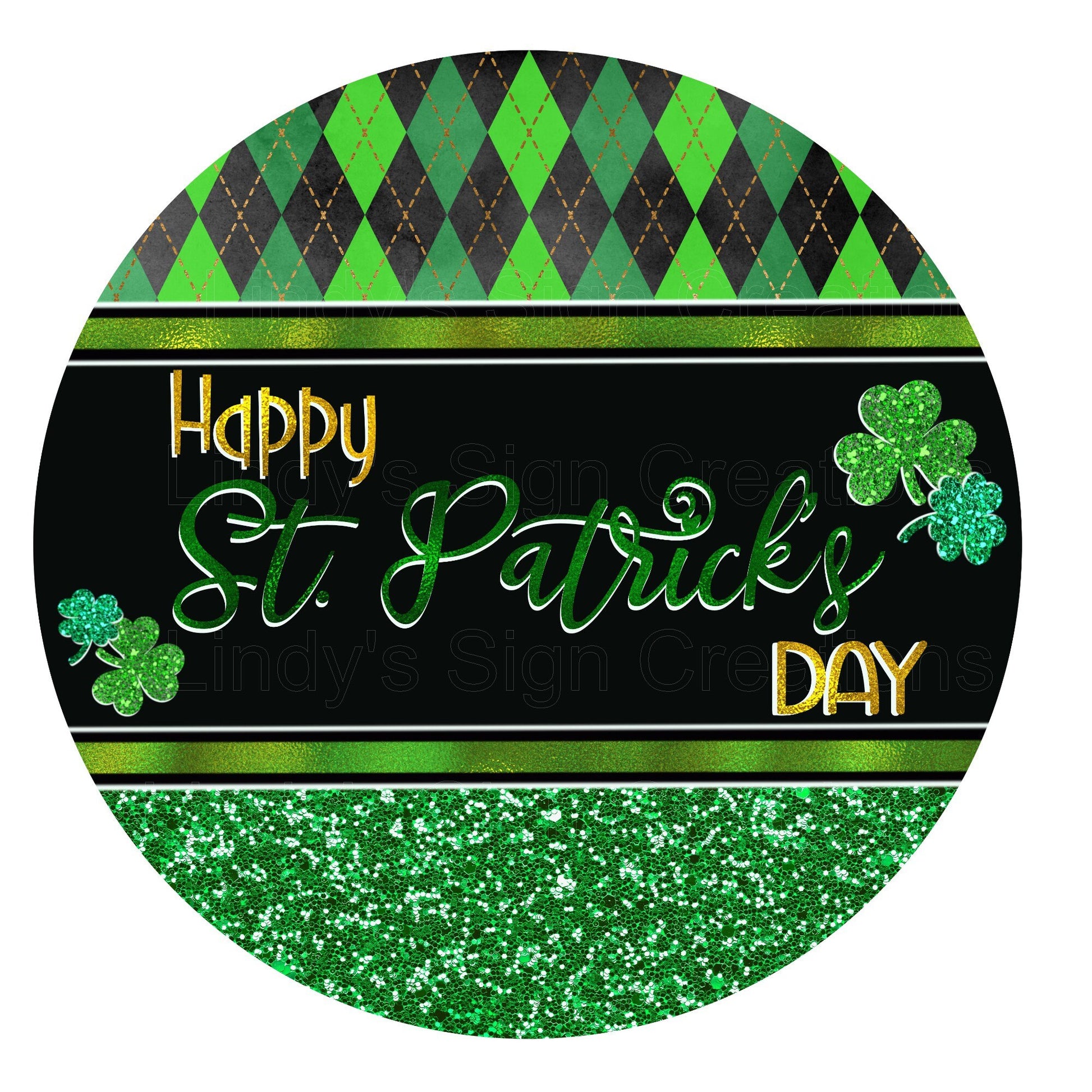 Happy St Patrick's day wreath sign, metal wreath sign, sign for wreath, round wreath sign, door decor, Lindys sign creations