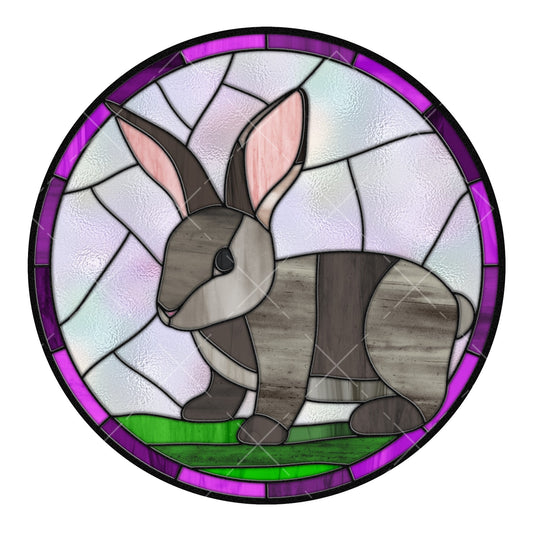 Faux stained glass bunny wreath sign, metal wreath sign, sign for wreath, door hanging, round wreath sign, Lindys sign creations