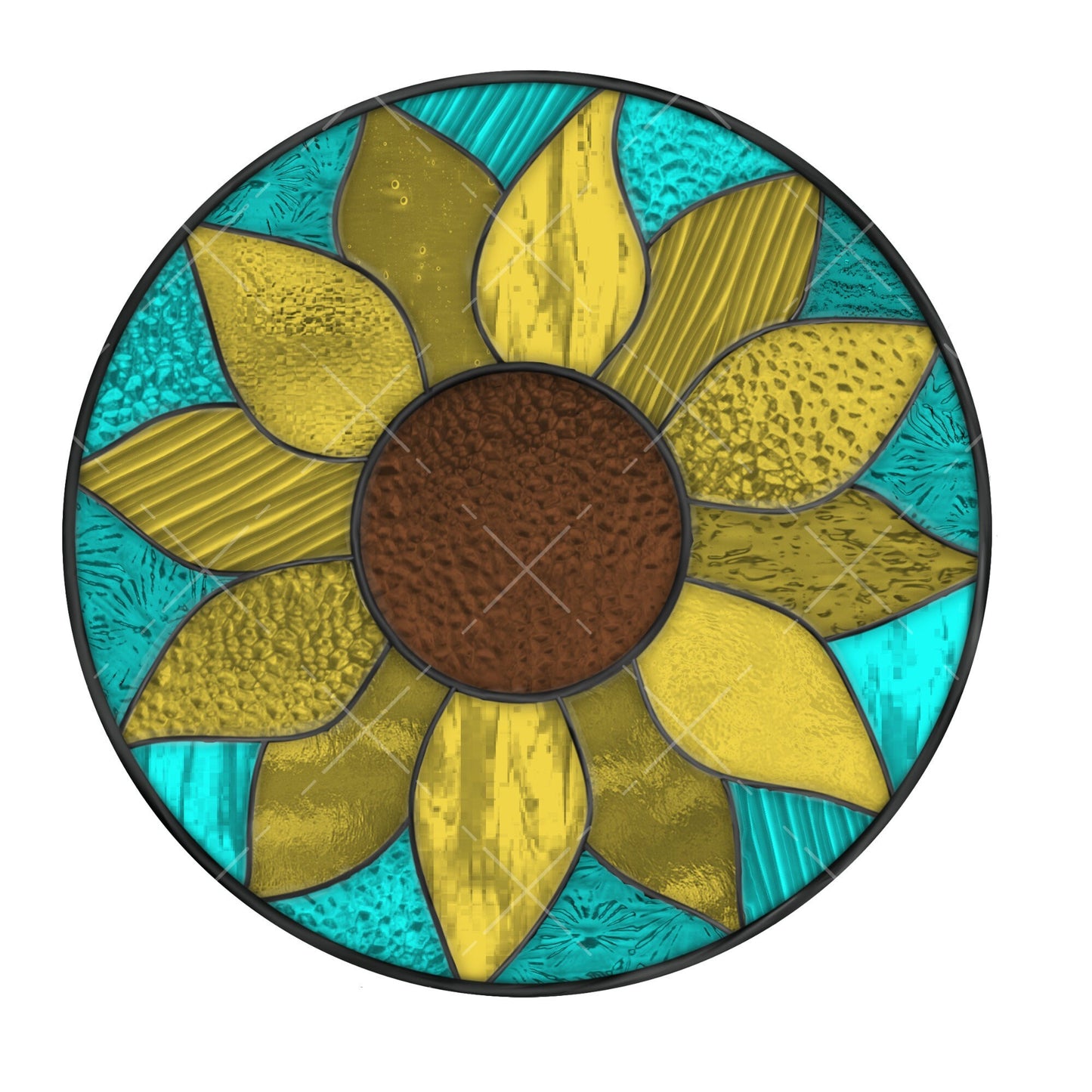 Faux stained glass sunflower wreath sign, metal wreath sign, sign for wreath, door hanging, round wreath sign, Lindys sign creations