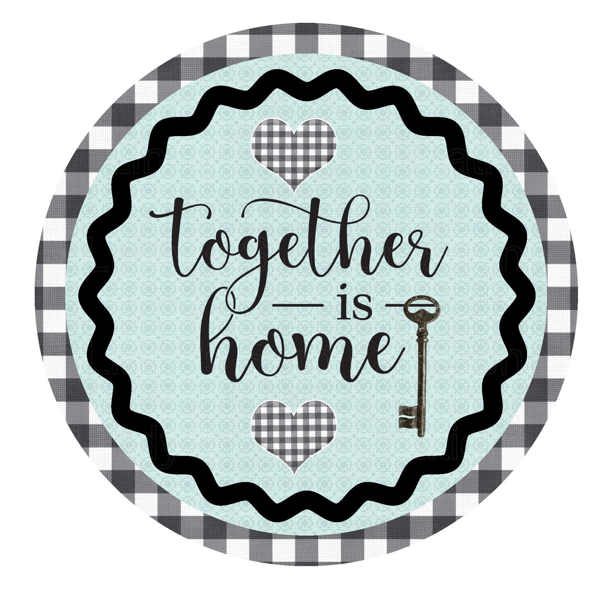 Together is home wreath sign, metal wreath sign, sign for wreath, home decor sign, Lindys sign creations