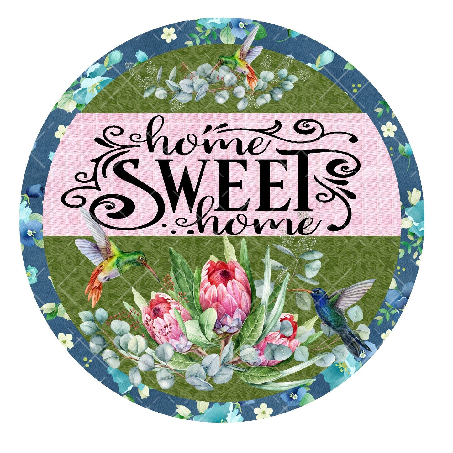 Home sweet home hummingbird wreath sign, sign for wreath, metal wreath signs, round wreath sign, lindys sign creations