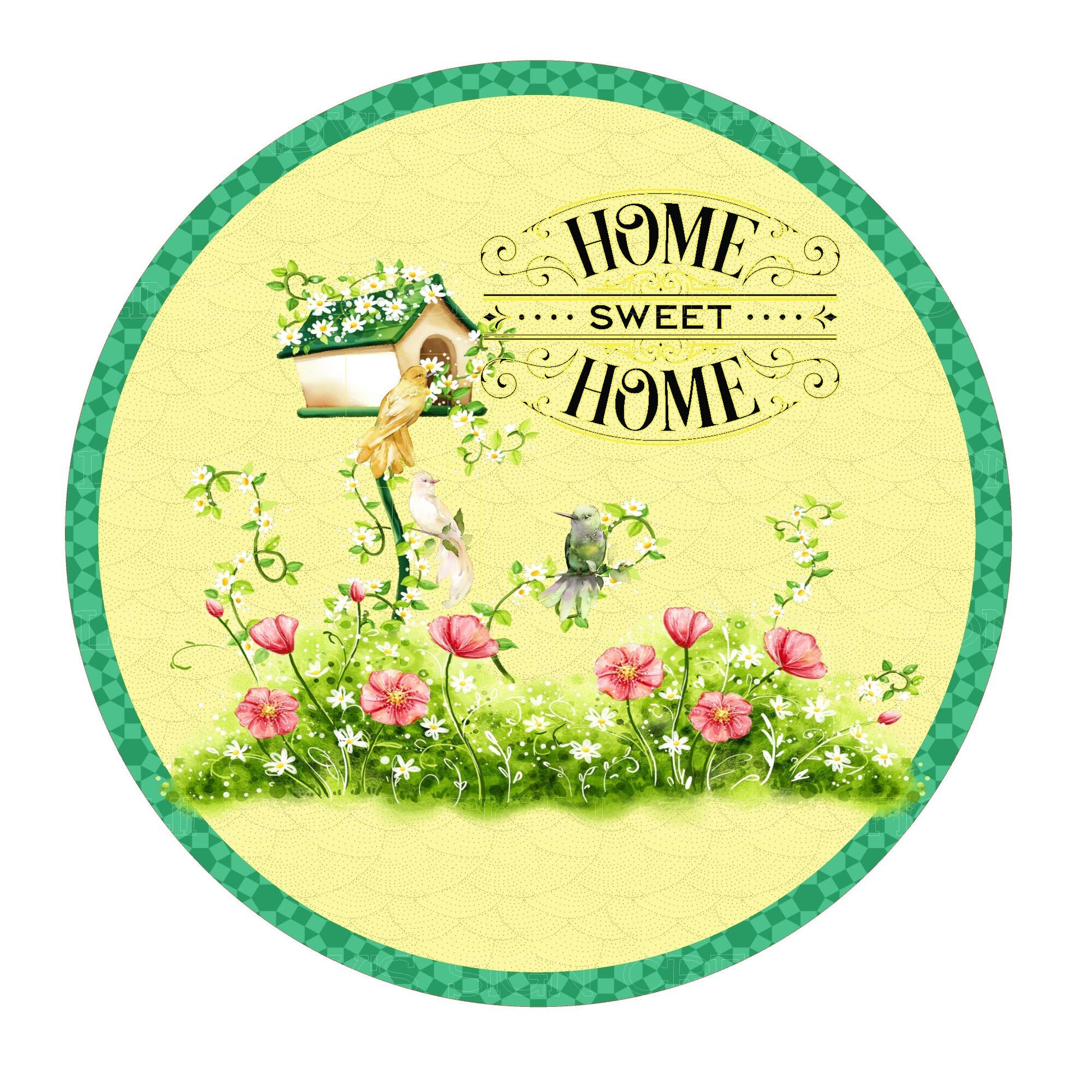 Home sweet home wreath sign, metal wreath sign, sign for wreath, bird wreath sign, round wreath sign, lindys sign creations