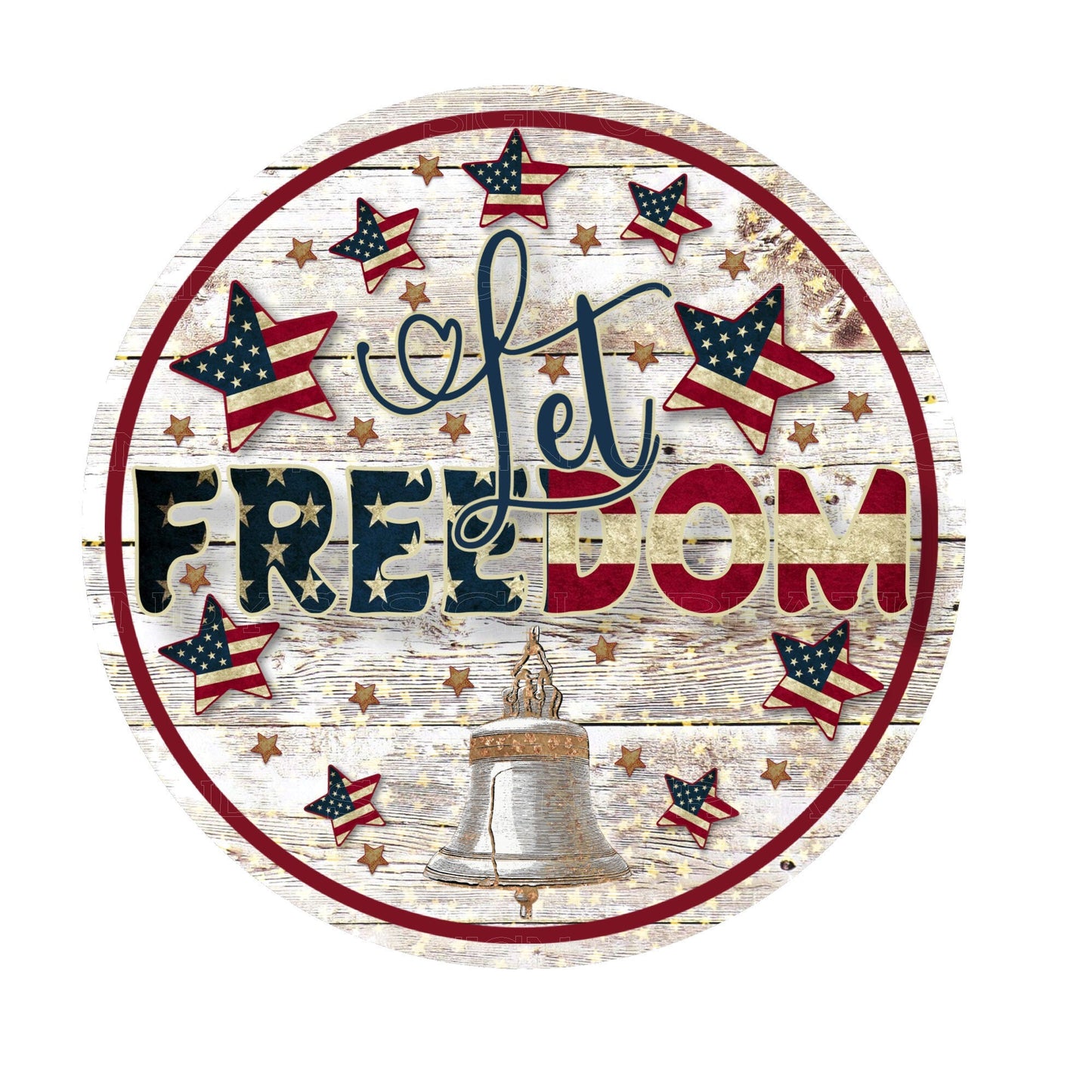 Let freedom ring wreath sign, metal wreath sign, patriotic wreath sign, round wreath sign, lindys sign creations