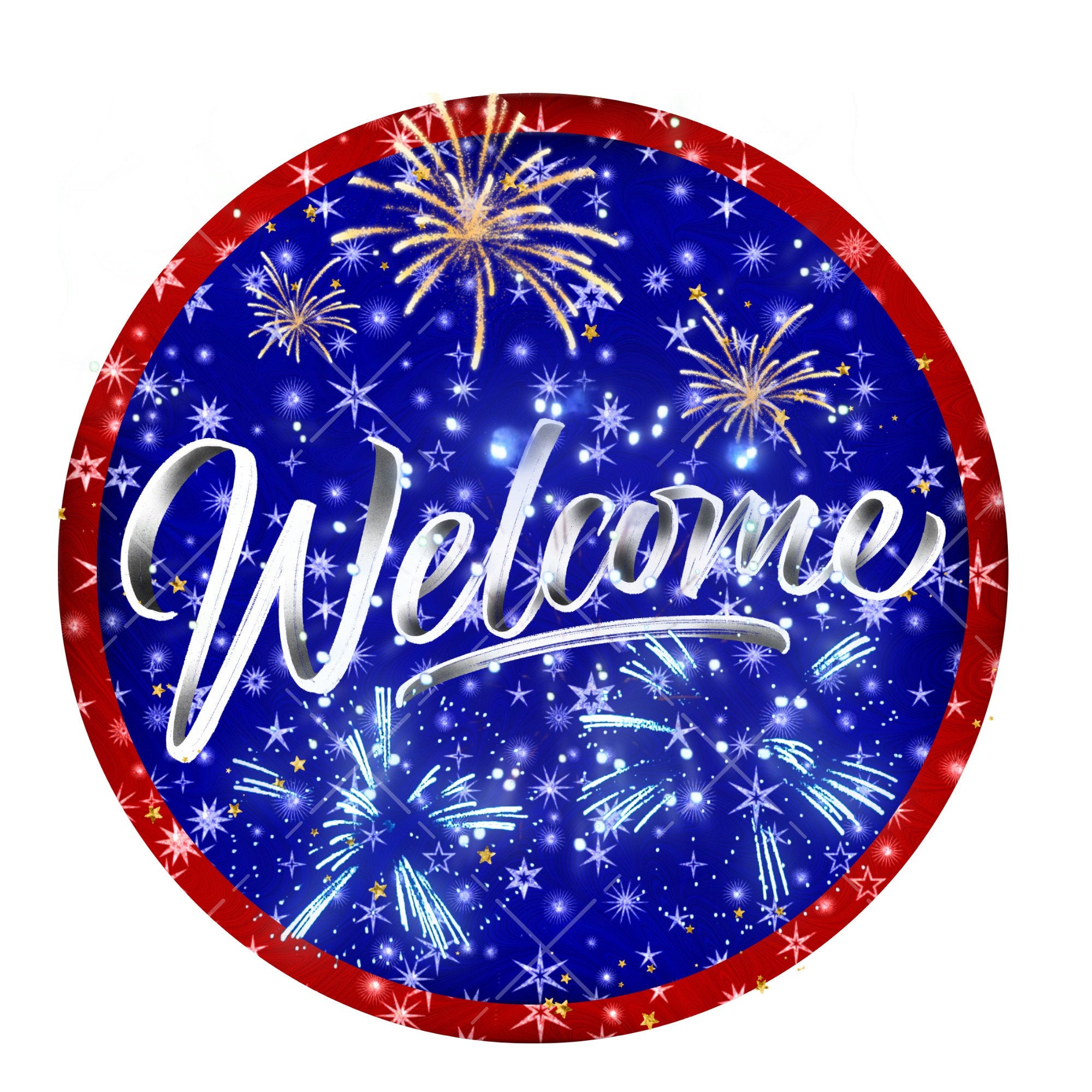 Patriotic welcome wreath sign, metal wreath sign, sign for wreaths, ro ...