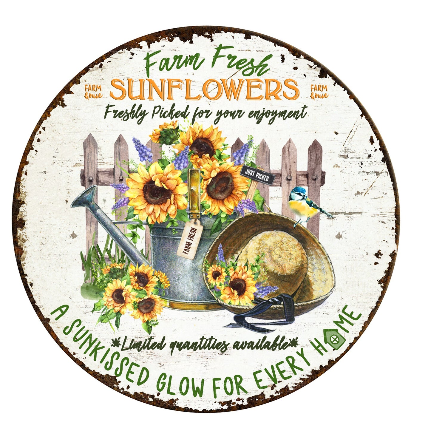 Sunflowers wreath sign, metal wreath sign, signs for wreaths, round wreath sign, door hanging, lindys sign creations