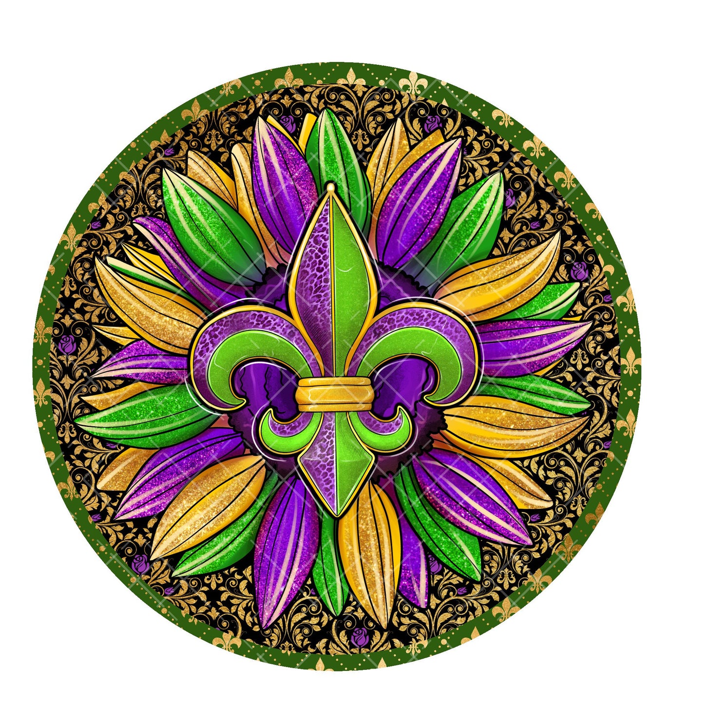 Fleur de lis mardi gras wreath sign, metal wreath sign, sign for wreath, round wreath sign, door decor, lindys sign creations