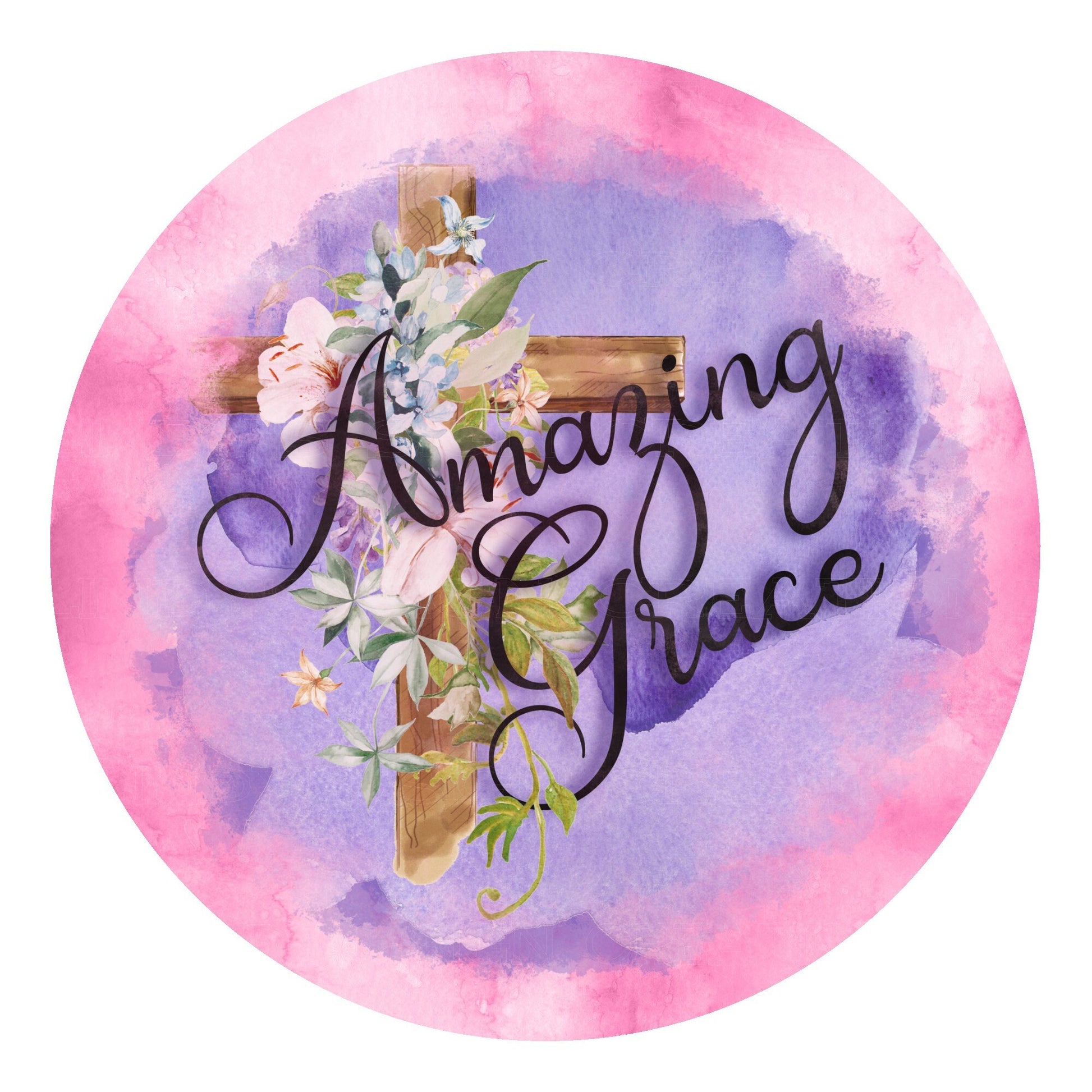 Amazing grace wreath sign, metal wreath sign, Christian wreath sign, round wreath sign, lindys sign creations