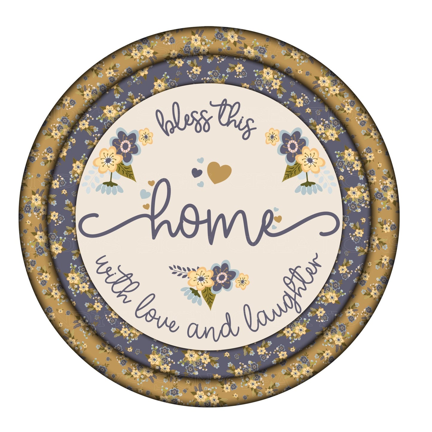 Bless this home with love and laughter wreath sign, metal wreath sign, sign for wreath, lindys sign creations