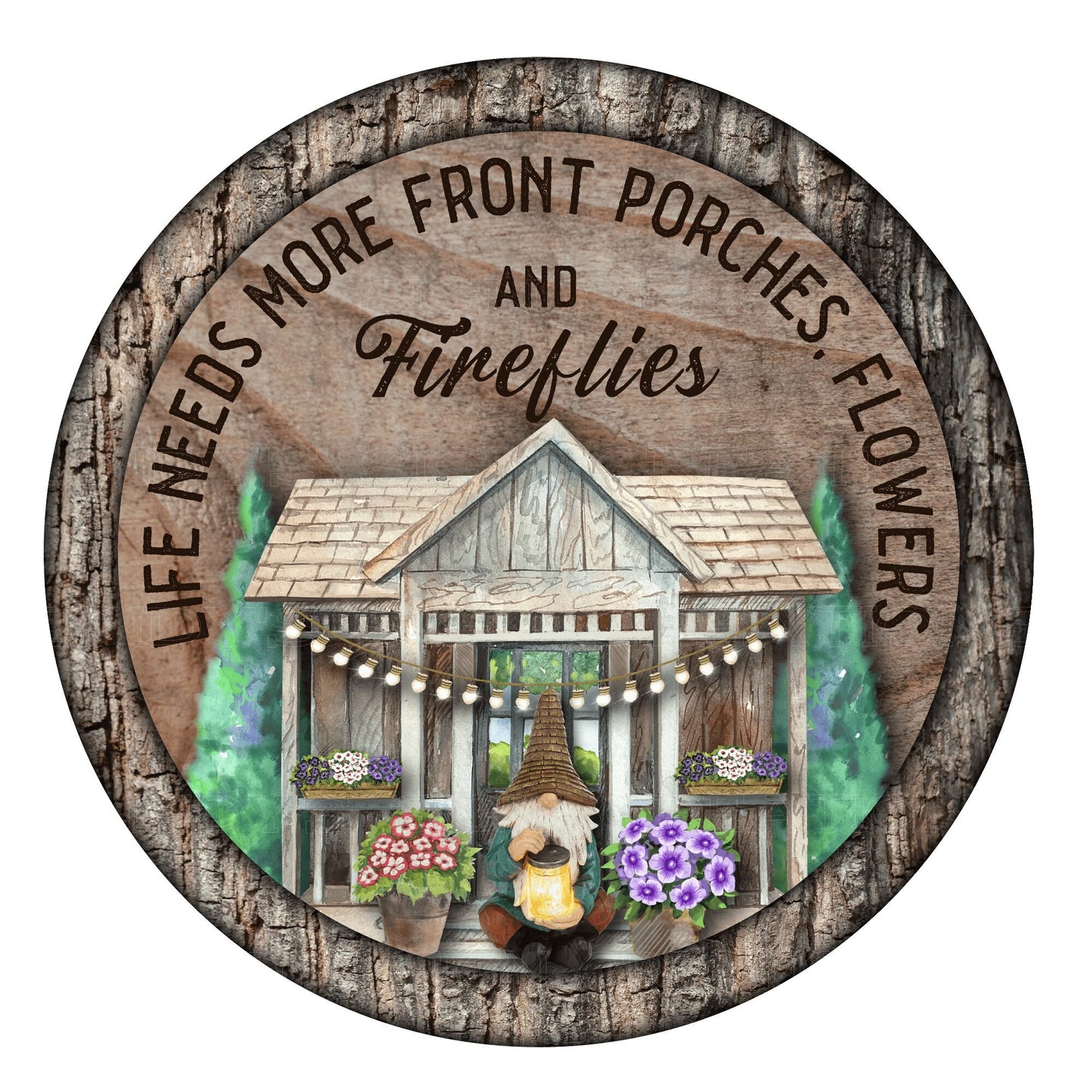 Front porch wreath sign, gnome wreath sign, sign for wreath, metal wreath sign, lindys sign creations