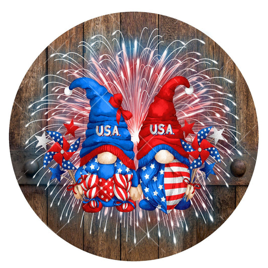 Gnome patriotic wreath sign, metal wreath sign, signs for wreaths, summer wreath sign