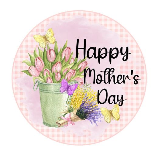 Wreath sign, happy mothers day sign, wreath attachment, metal sign, door hanging, mom gift