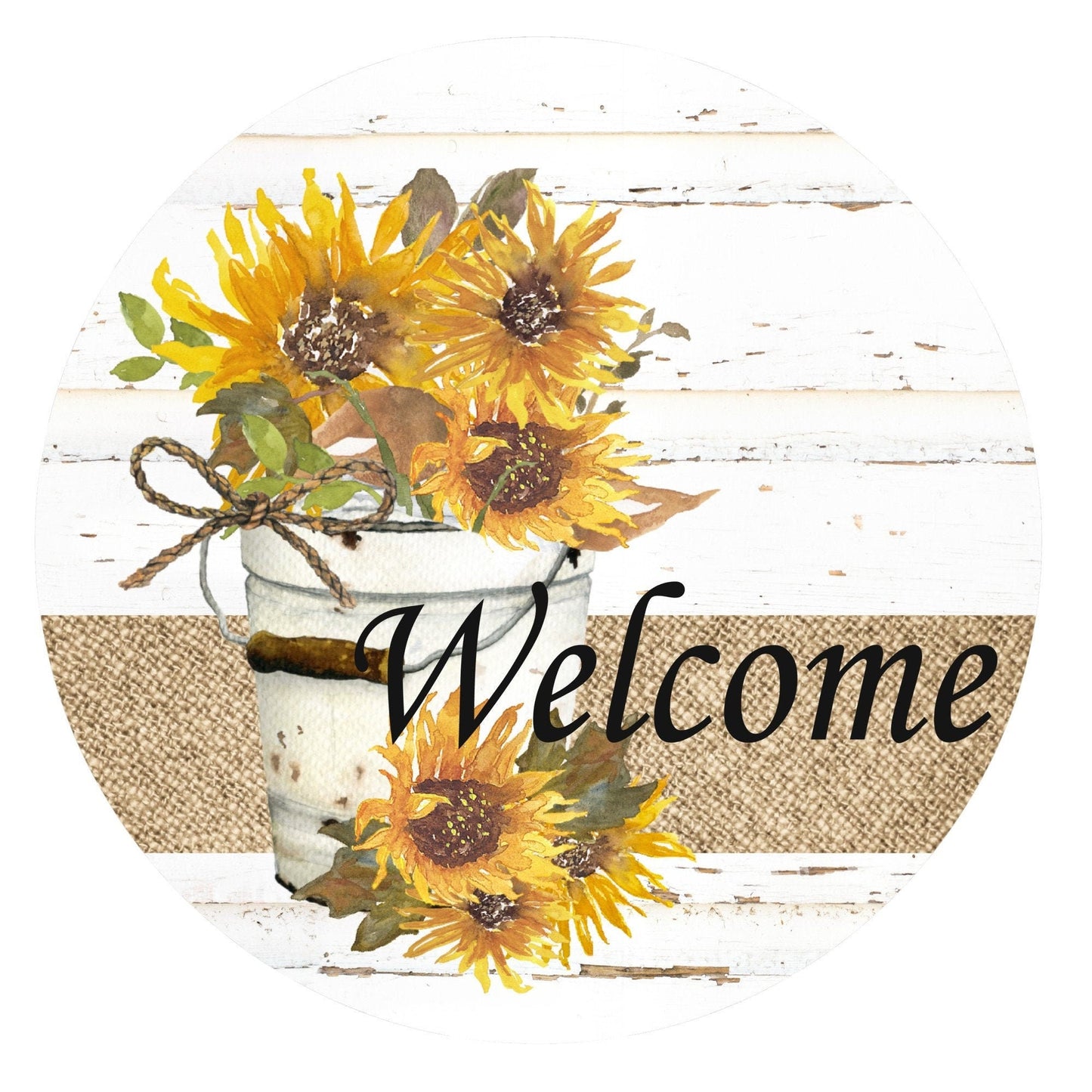 Sunflower welcome sign, wreath sign, wreath attachment, metal sign, sunflowers