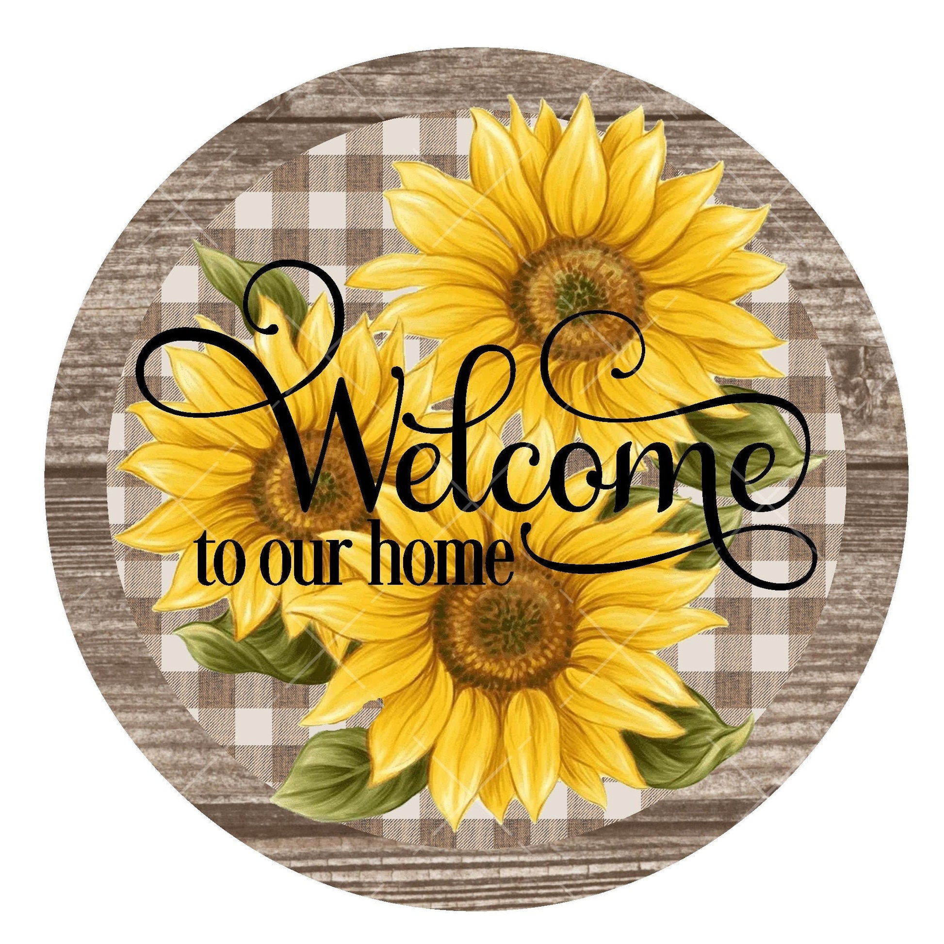 Welcome wreath sign, metal wreath sign, signs for wreaths, sunflower wreath sign, round wreath sign