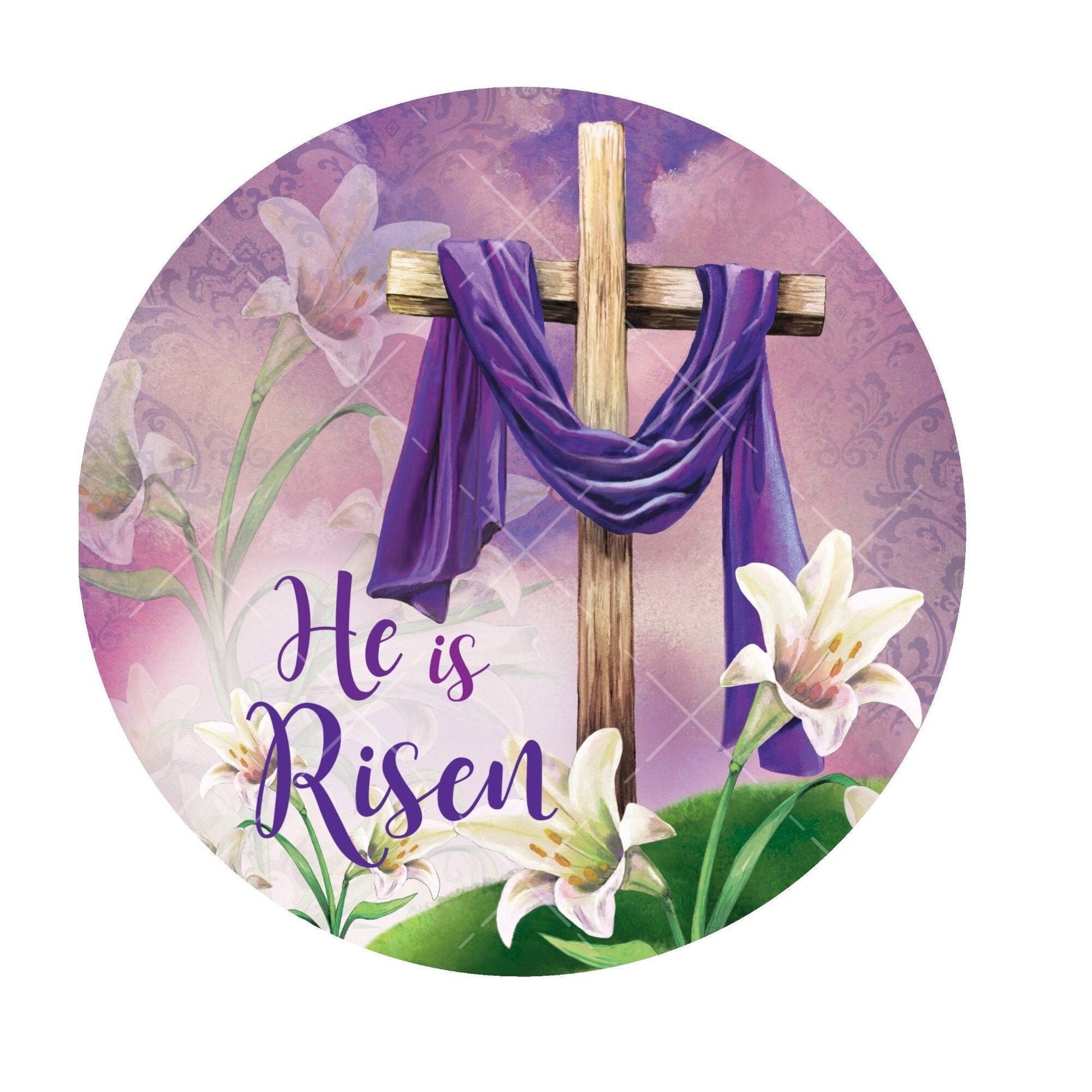 He is risen Easter wreath sign, metal wreath sign, round wreath sign