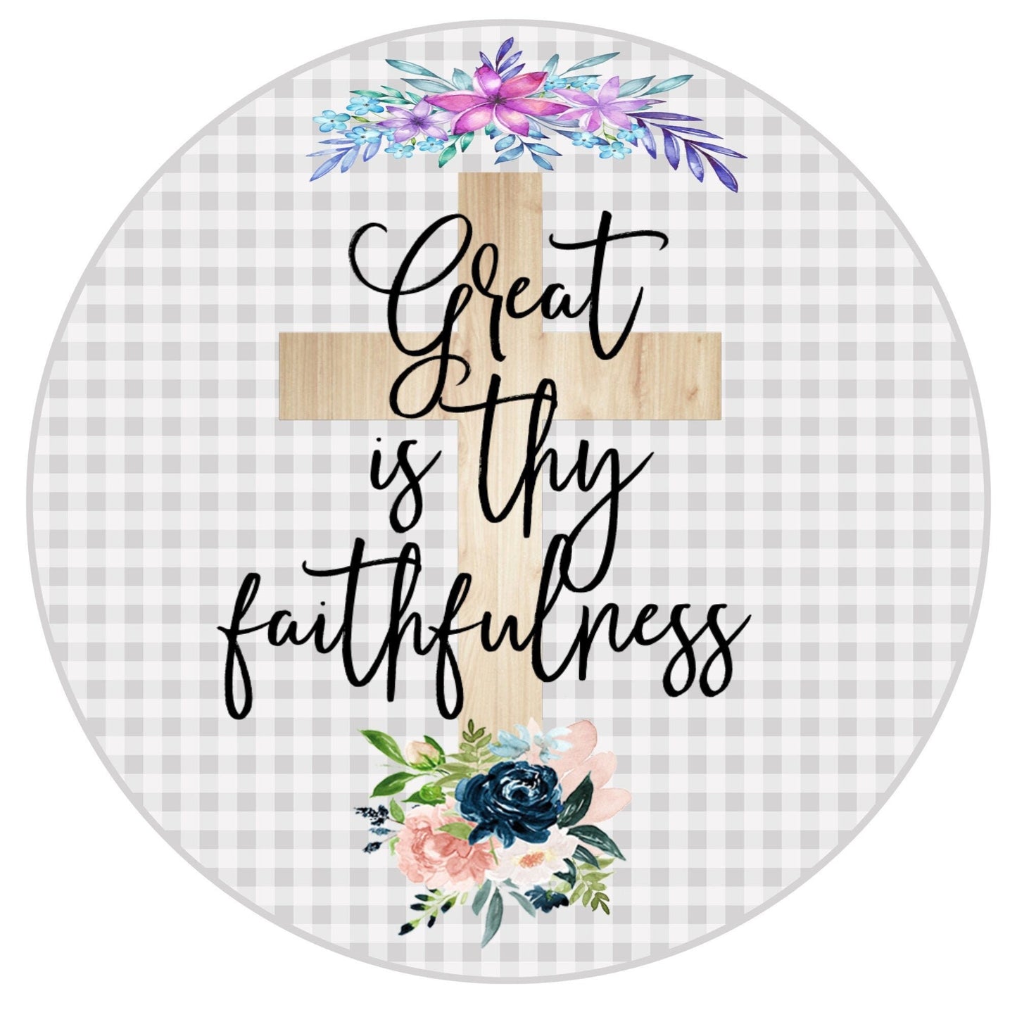 Great is thy faithfulness sign, wreath sign, wreath attachment, metal sign, round sign for wreaths