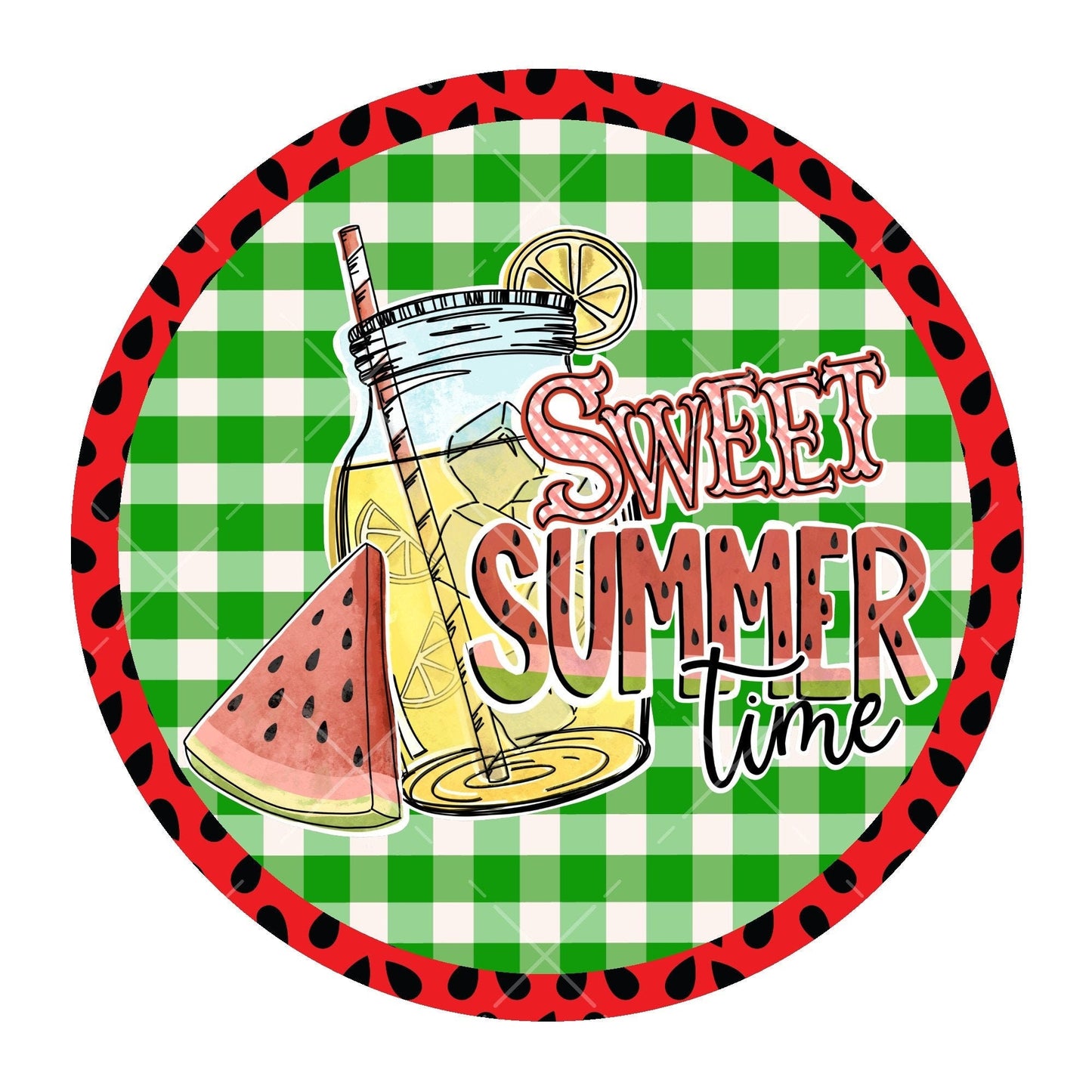 Sweet summertime wreath sign, metal wreath sign, signs for wreaths, round wreath sign