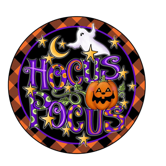 Hocus pocus wreath sign, wreath attachment, metal sign, door hanging, halloween sign