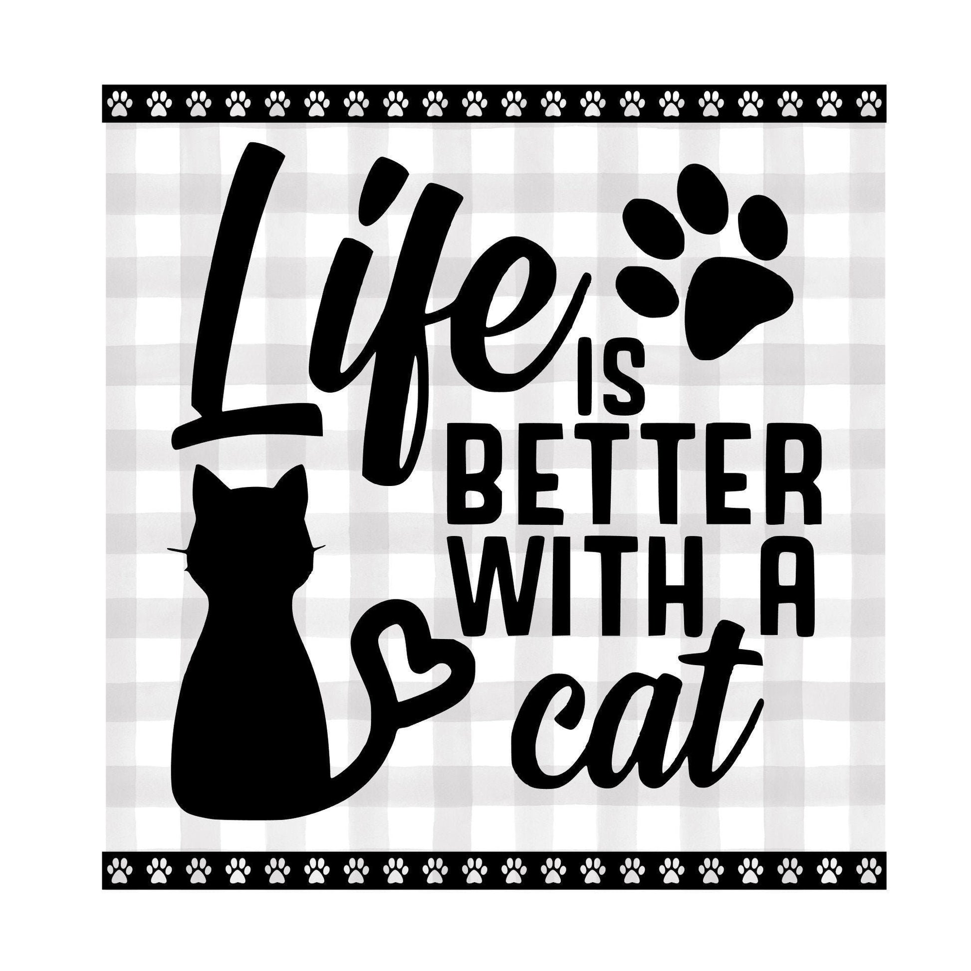 Wreath sign, wreath attachment, life is better with a cat, pet sign, cat decor, cat sign