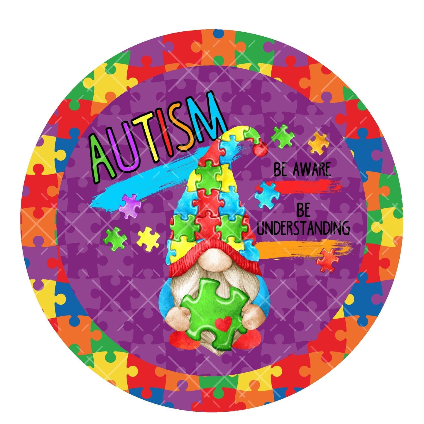 Autism wreath sign, metal wreath sign, autism gnome wreath sign, signs for wreaths