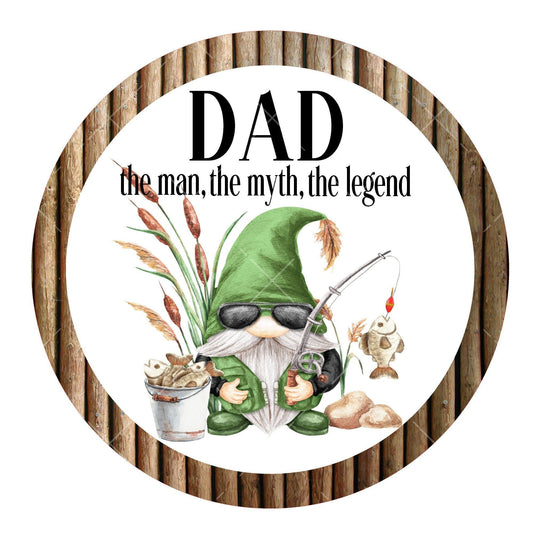 Dad wreath sign, metal wreath sign, signs for wreaths, father&#39;s day gift, gnome fishing wreath sign