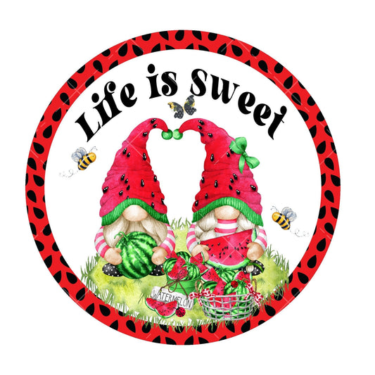 Life is sweet watermelon wreath sign, metal wreath sign, summer wreath sign, signs for wreaths