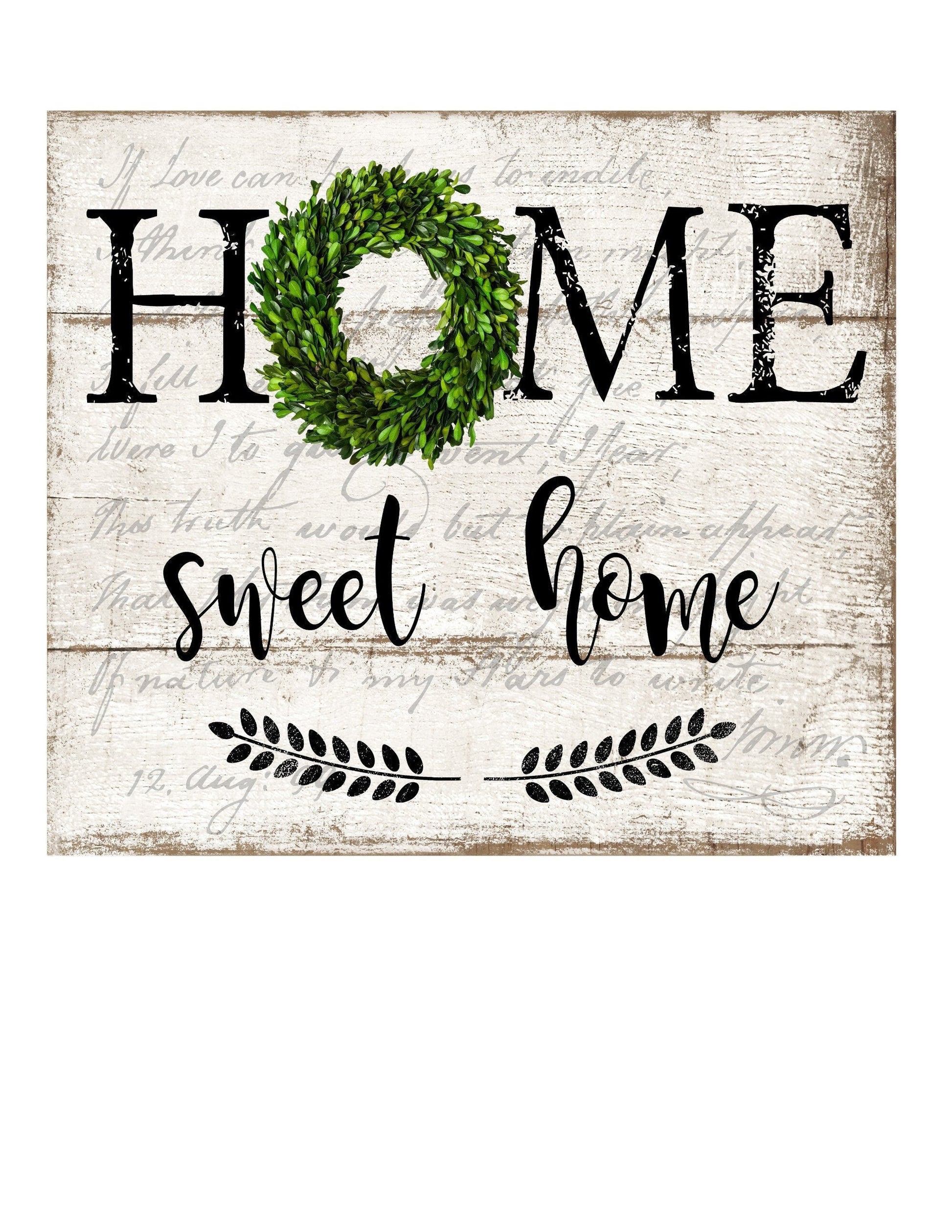 Home sweet home sign, wreath sign, wreath attachment, farmhouse sign, metal sign