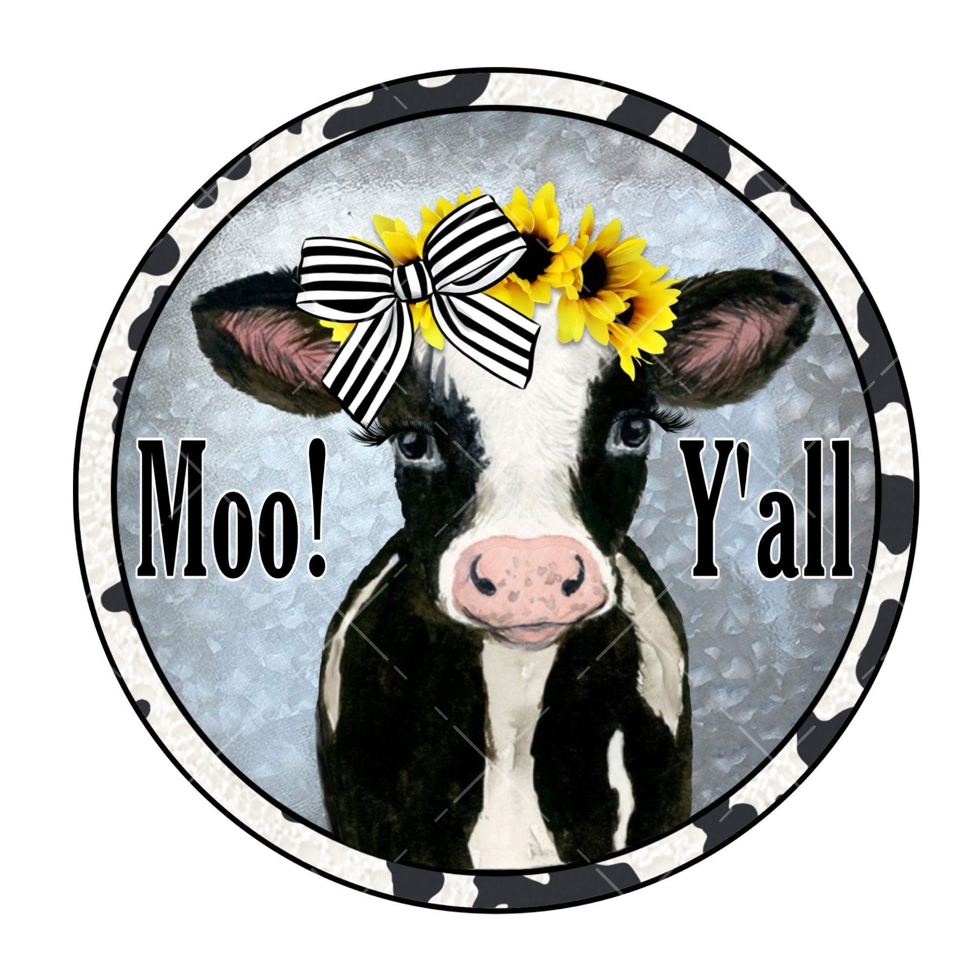 Moo Y&#39;all wreath sign, cute cow wreath sign, metal wreath sign, signs for wreaths