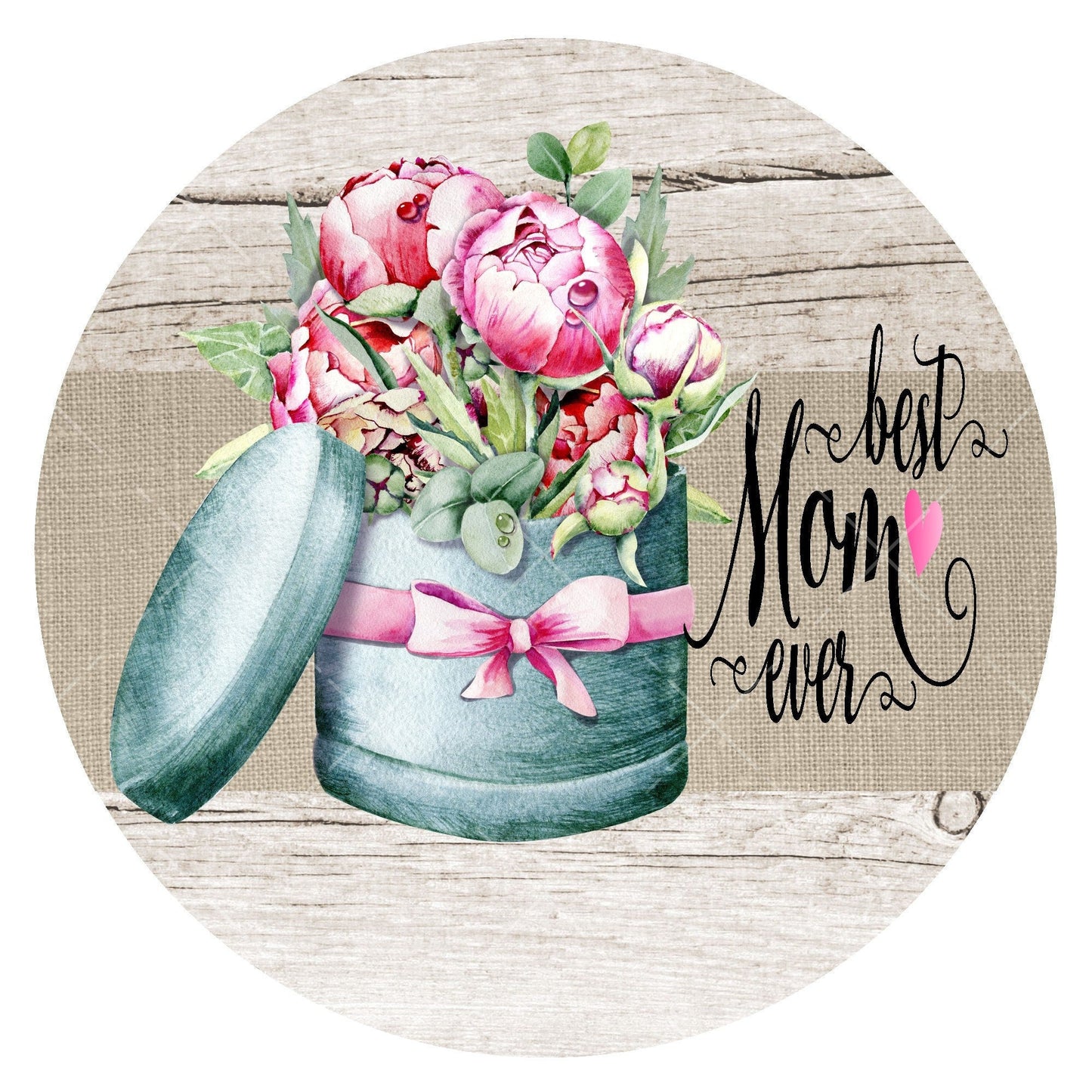 Best mom ever wreath sign, metal wreath sign, signs for wreaths, round wreath sign, gift for mom