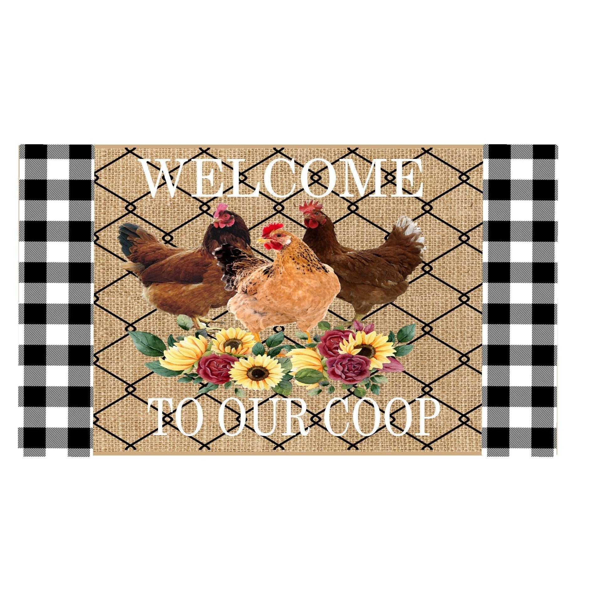 Welcome to our coop wreath sign, metal wreath sign, sign for wreaths, chicken wreath sign, 12x6 metal sign