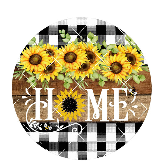 Sunflower home wreath sign, metal wreath sign, round wreath sign, everyday wreath sign