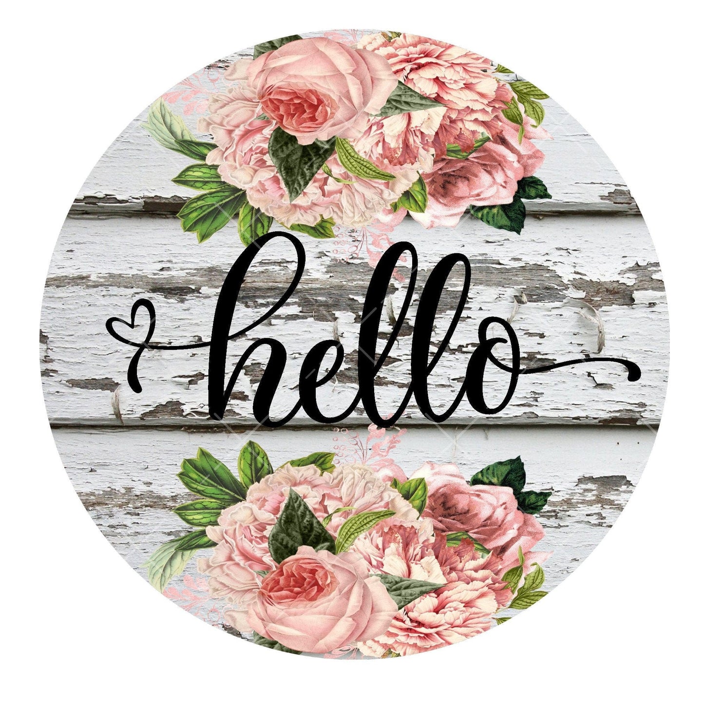 Rustic hello wreath sign, metal wreath sign, signs for wreaths, round wreath sign