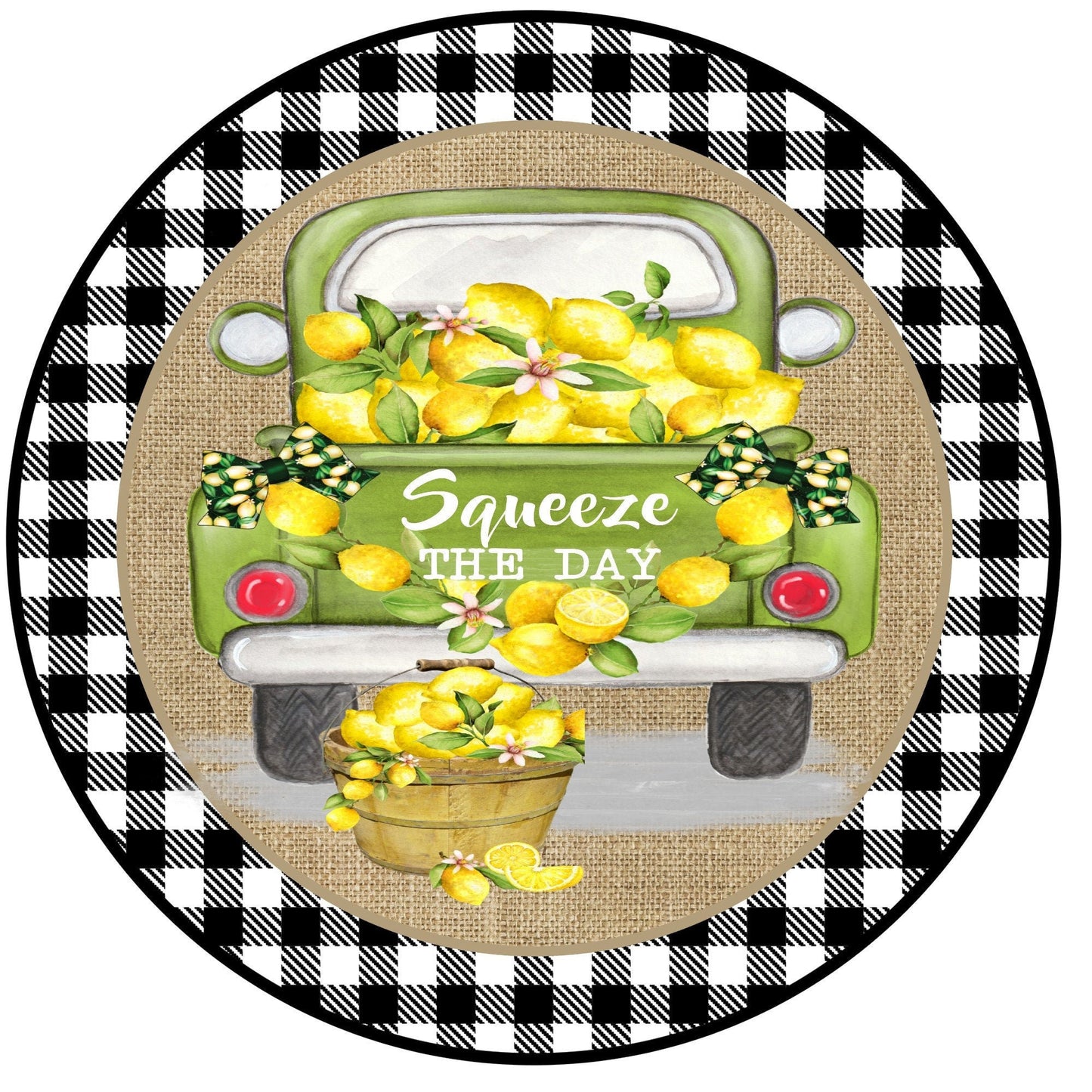 Squeeze the day lemonade sign, wreath sign, wreath attachment, metal sign