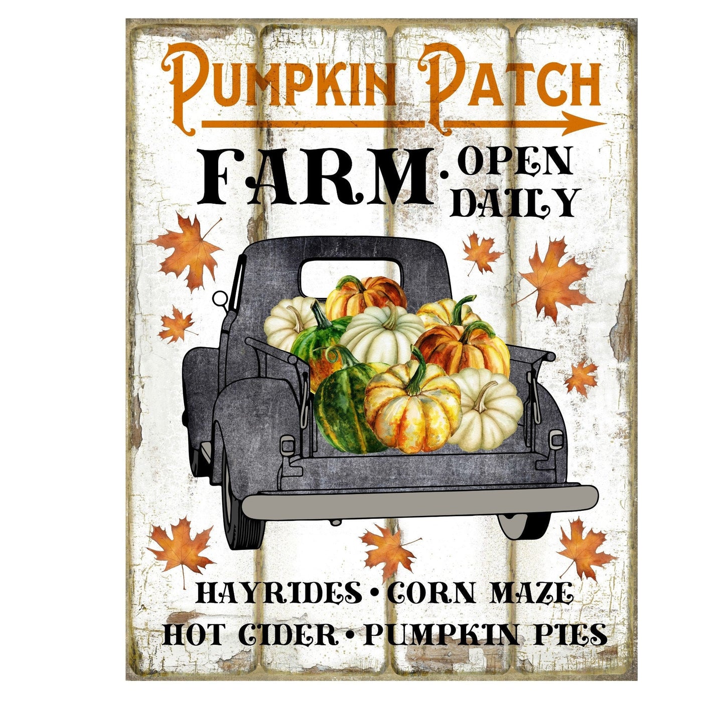 Pumpkin patch blue truck wreath sign, wreath attachment, metal sign, wreath signs