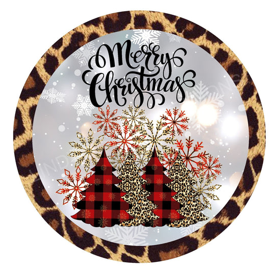 Leopard Merry Christmas tree wreath sign, metal wreath sign, metal wreath sign