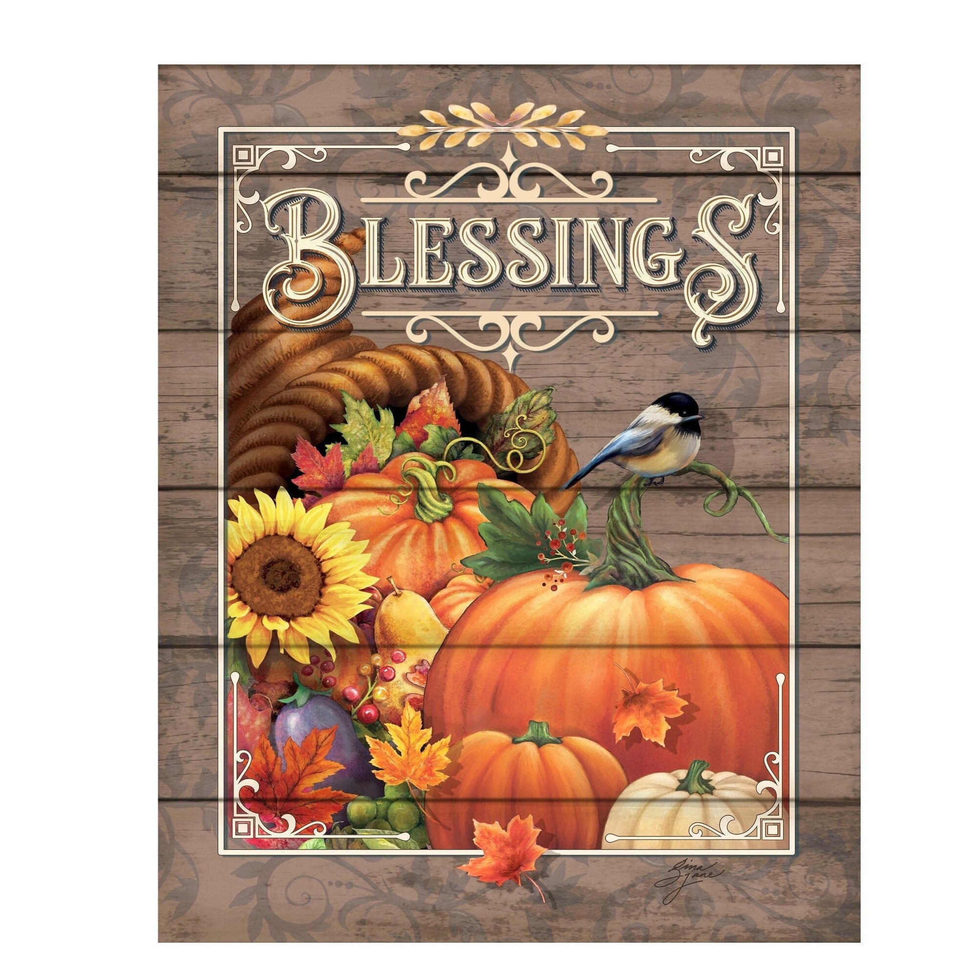 Blessings wreath sign, fall pumpkin wreath sign, wreath attachment, metal sign, 10x8 wreath sign