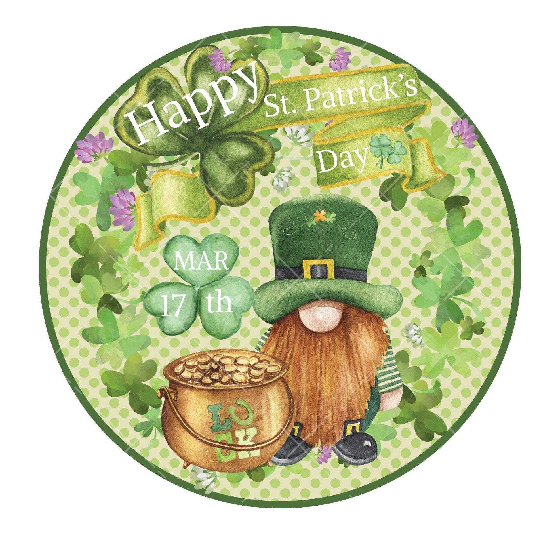 Happy St. Patrick&#39;s Day wreath sign, metal wreath sign, round wreath sign, sign for wreaths