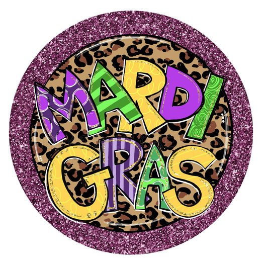 Colorful Mardi Gras wreath sign, metal wreath sign, round wreath sign, door hanging