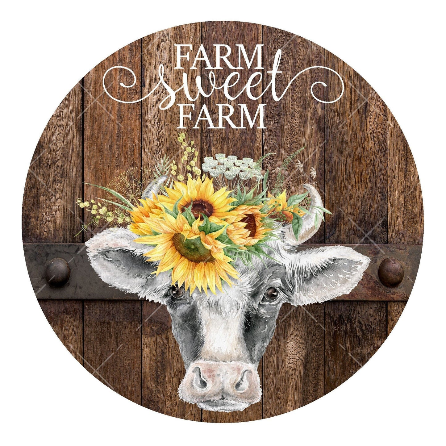 Farm sweet farm wreath sign, cow wreath sign, metal wreath sign, signs for wreaths