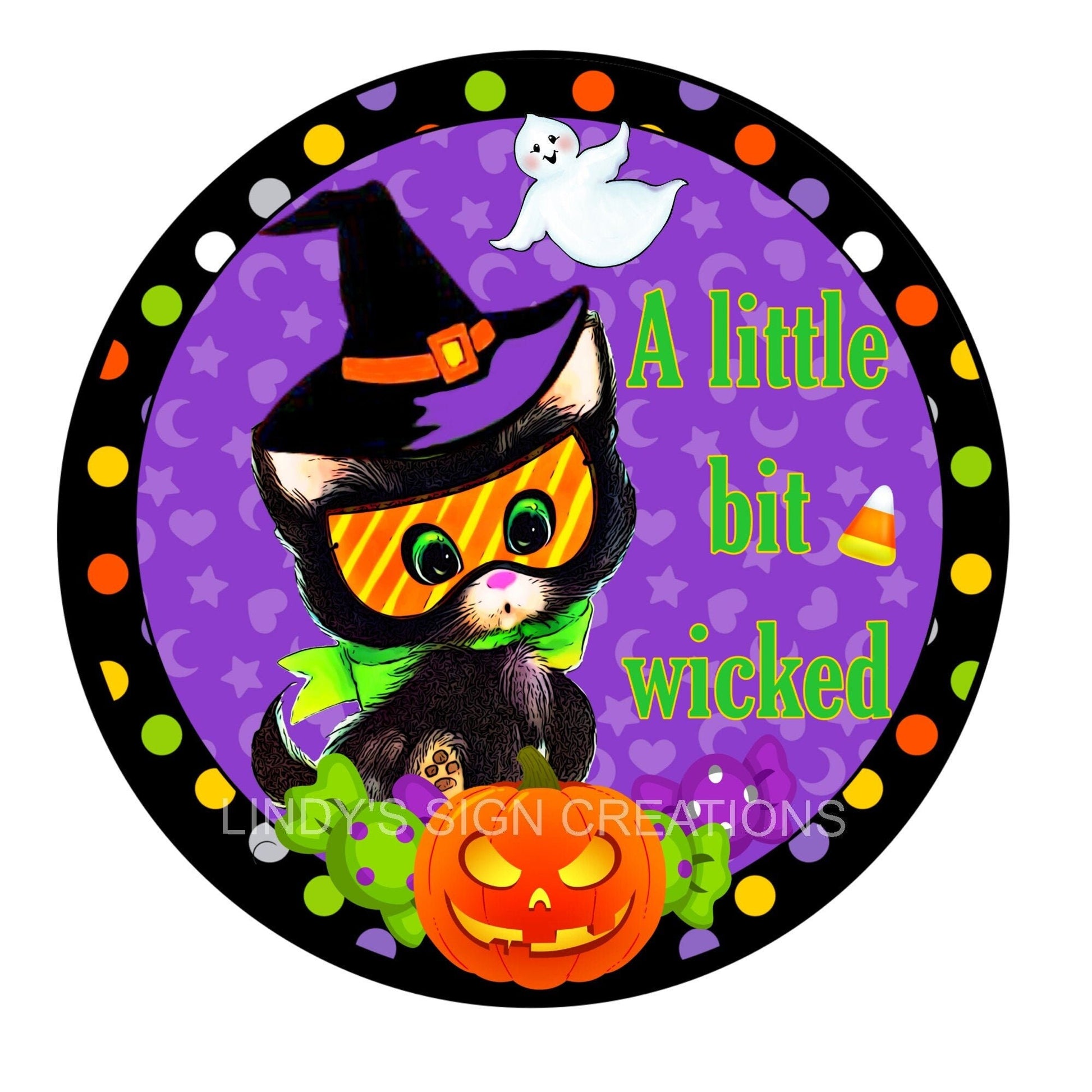 Cute Halloween wreath sign, metal wreath sign, wreath center, round wreath sign, door hanging