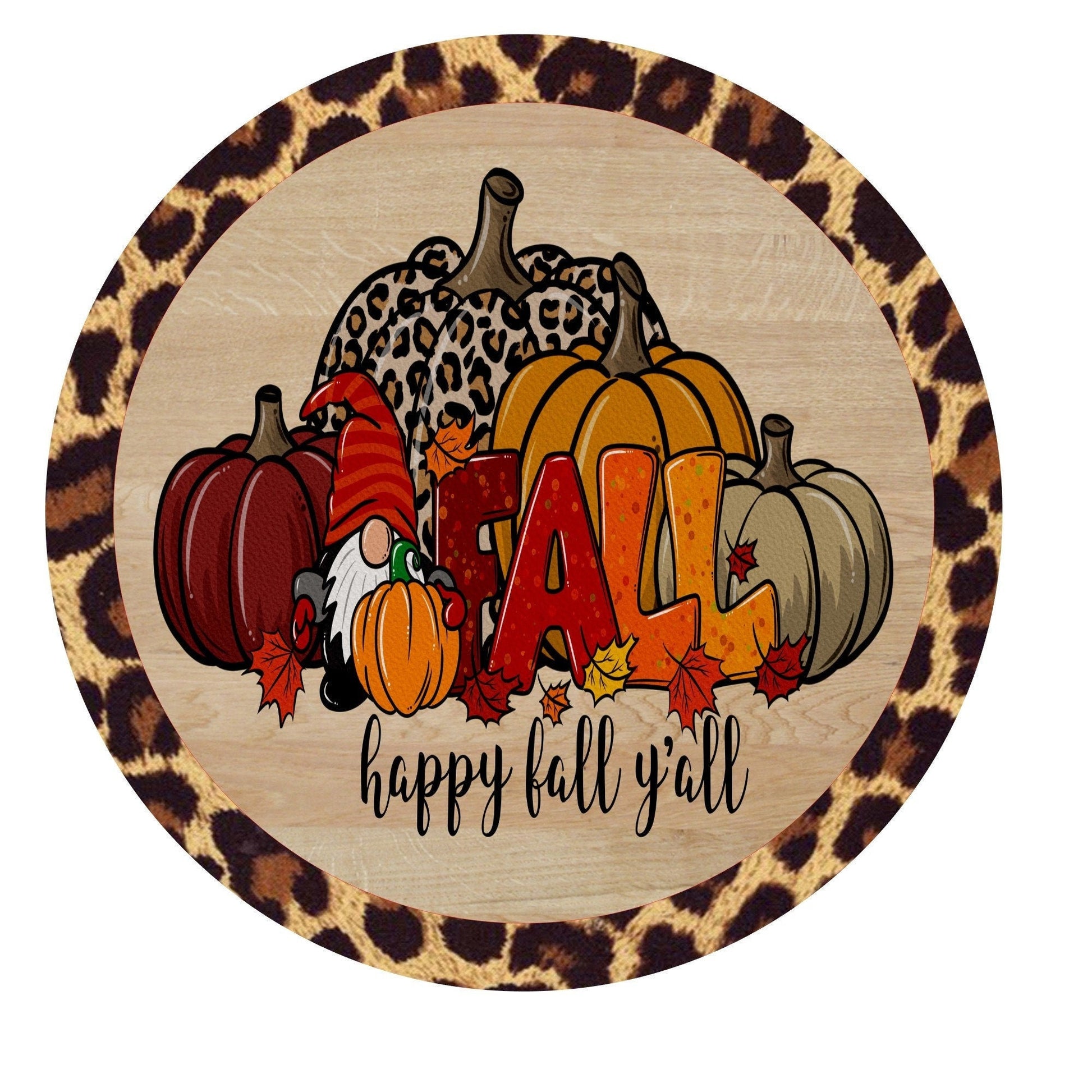 Happy fall y&#39;all wreath sign, wreath attachment, metal sign, round wreath sign