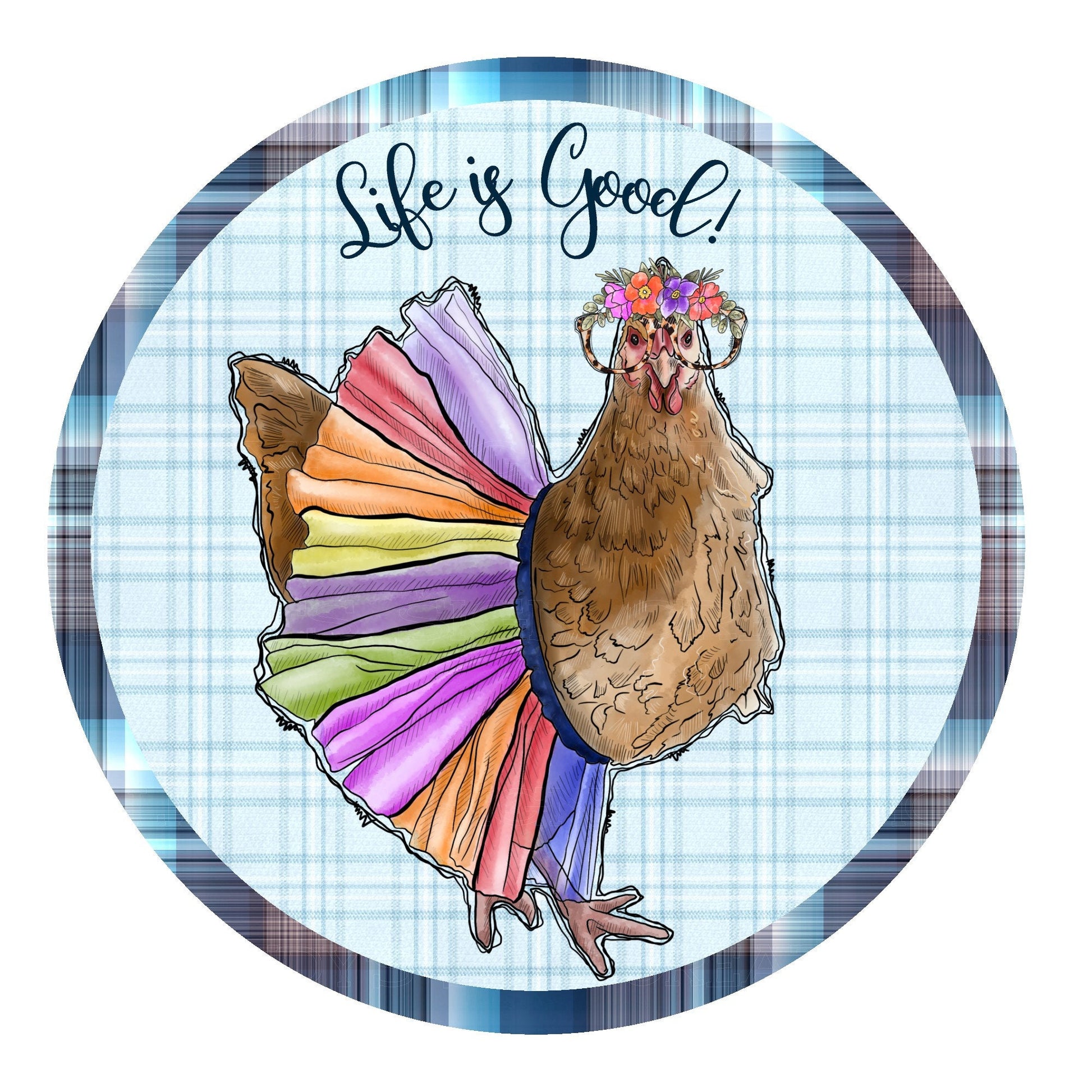 Rooster life is good wreath sign, metal wreath sign, signs for wreaths, round wreath sign, door decor, lindys sign creations