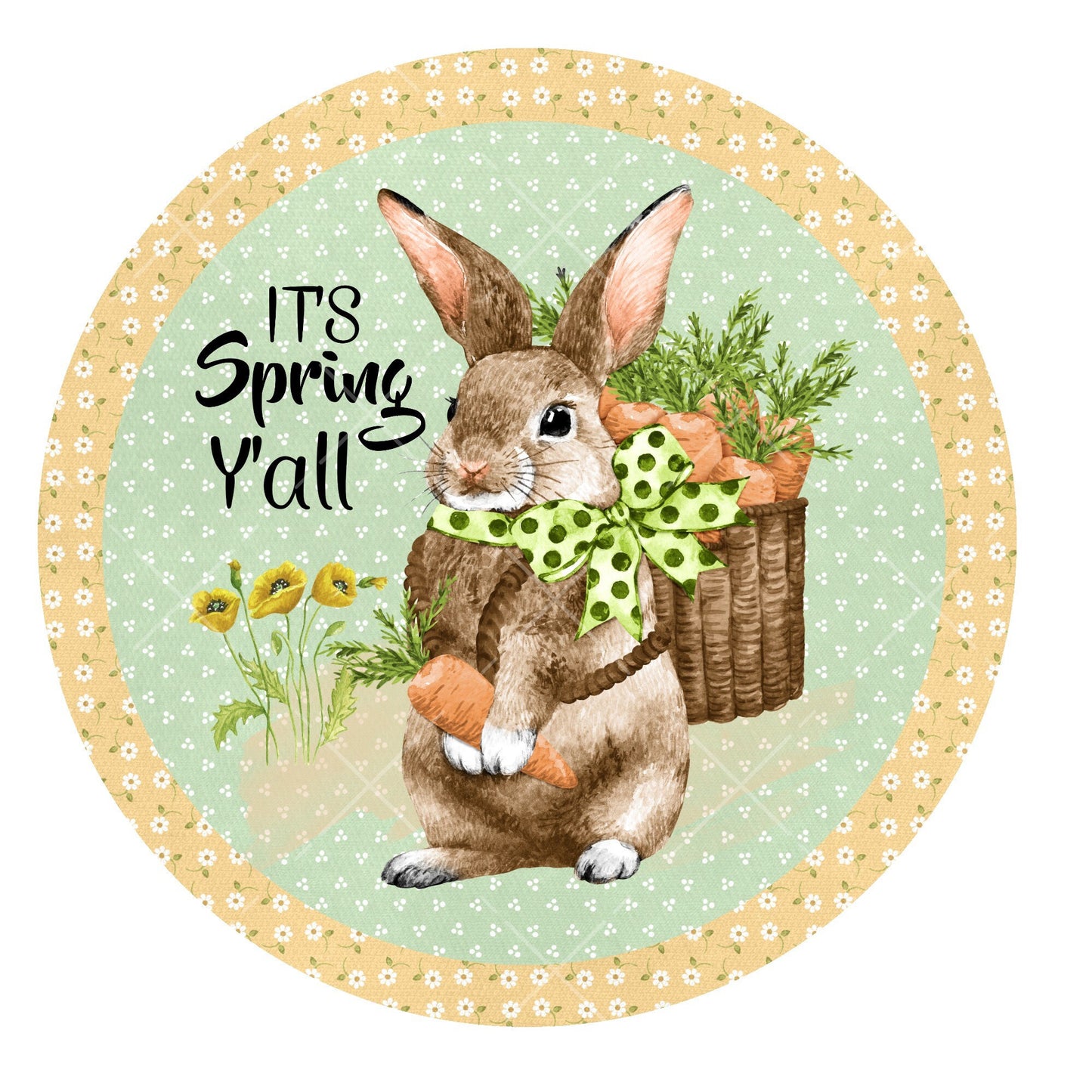 Bunny it's spring y'all wreath sign, metal wreath sign, signs for wreaths, round wreath sign, door decor, lindys sign creations